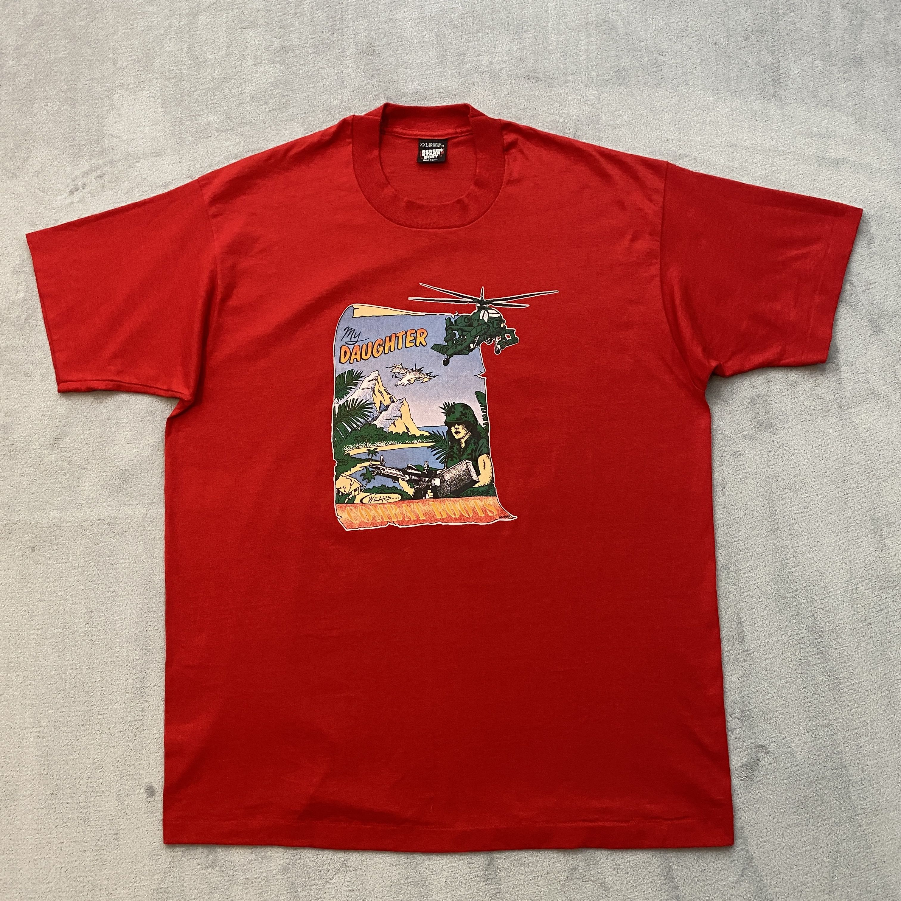 Vintage 80s US ARMY VIETNAM T Shirt MY DAUGHTER WEARS COMBAT BOOTS Size US XXL / EU 58 / 5 - 1 Thumbnail
