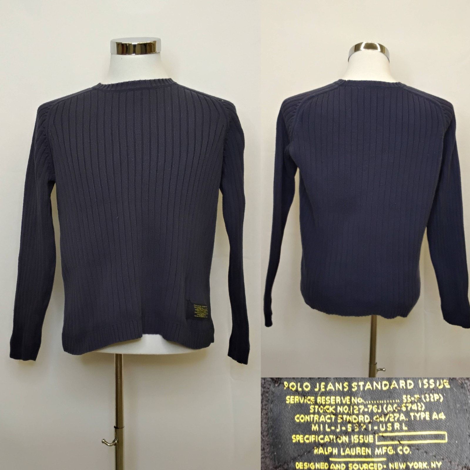 Polo Ralph Lauren Polo Jeans Company Crew Neck Sweater Men's M Navy Blue Size US M / EU 48-50 / 2 - 1 Thumbnail