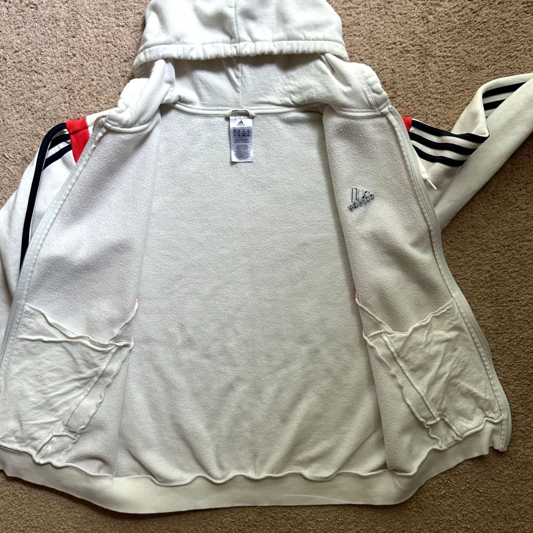 Adidas Adidas Hoodie Womens Medium Full Zip White Pockets Sweatshirt Size M / US 6-8 / IT 42-44 - 3 Thumbnail