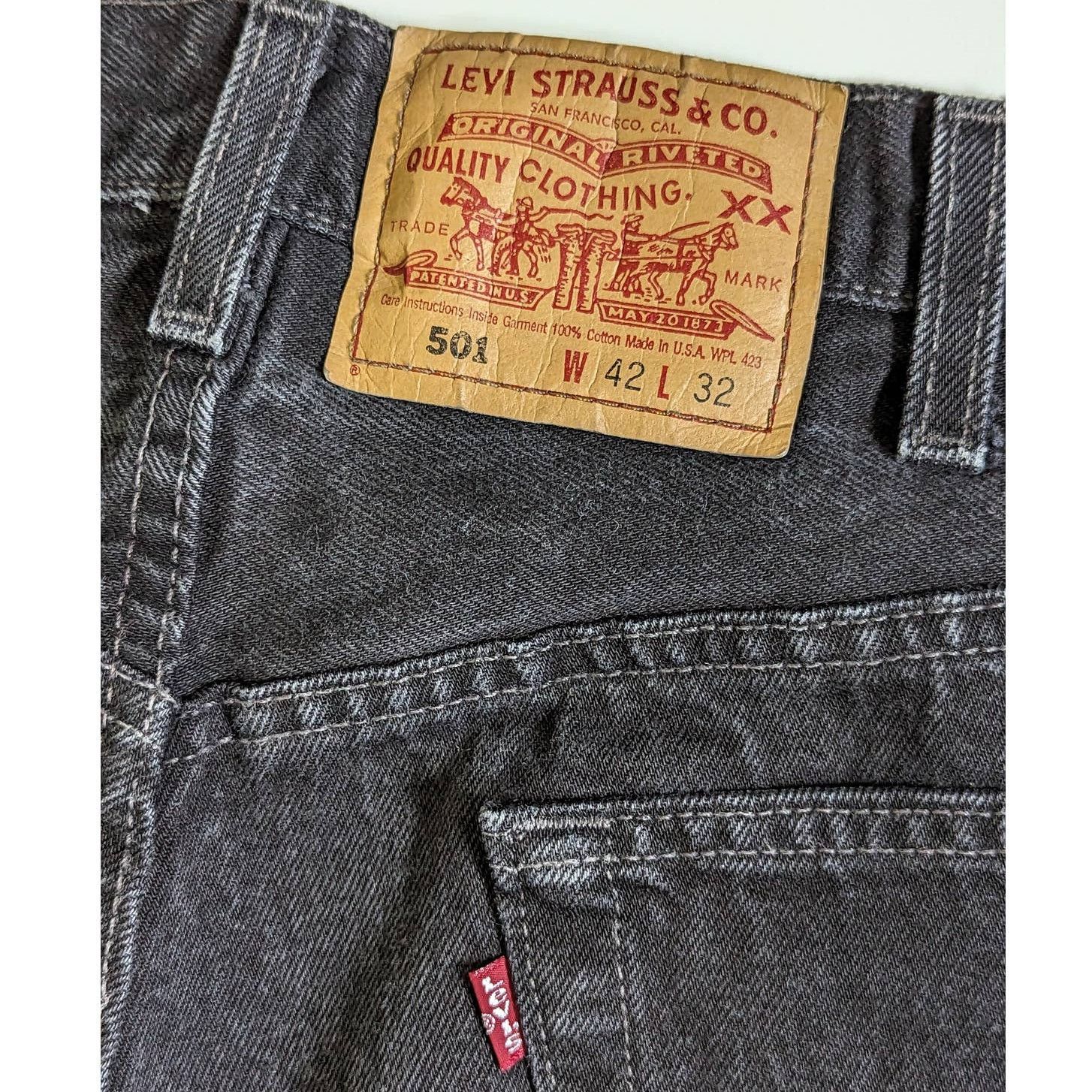 Levi's × Levi's Vintage Clothing × Vintage Vintage Y2K Levi 501 Jeans Black Faded Made in USA Mens 42 Size US 42 / EU 58 - 5 Thumbnail