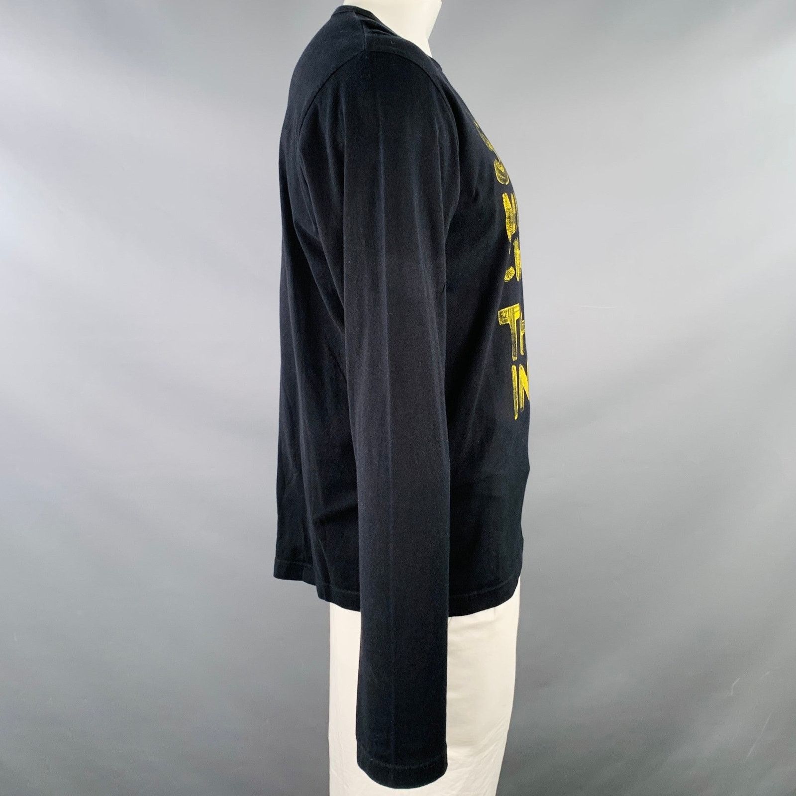 agnes b. Size XL Black Yellow Graphic Print Cotton Crew Neck Pullover Size US XL / EU 56 / 4 - 3 Thumbnail