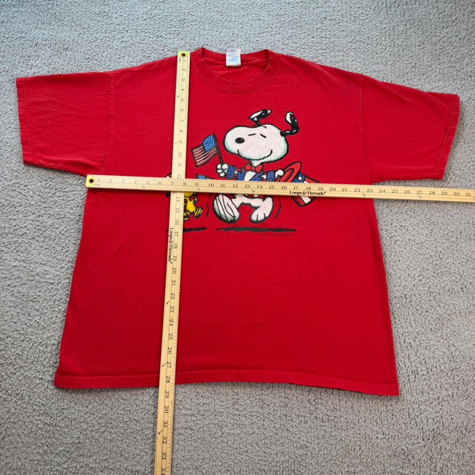 Peanuts Vintage Snoopy Peanuts Patriotic T Shirt XL Red Woodstock Size US XL / EU 56 / 4 - 2 Thumbnail