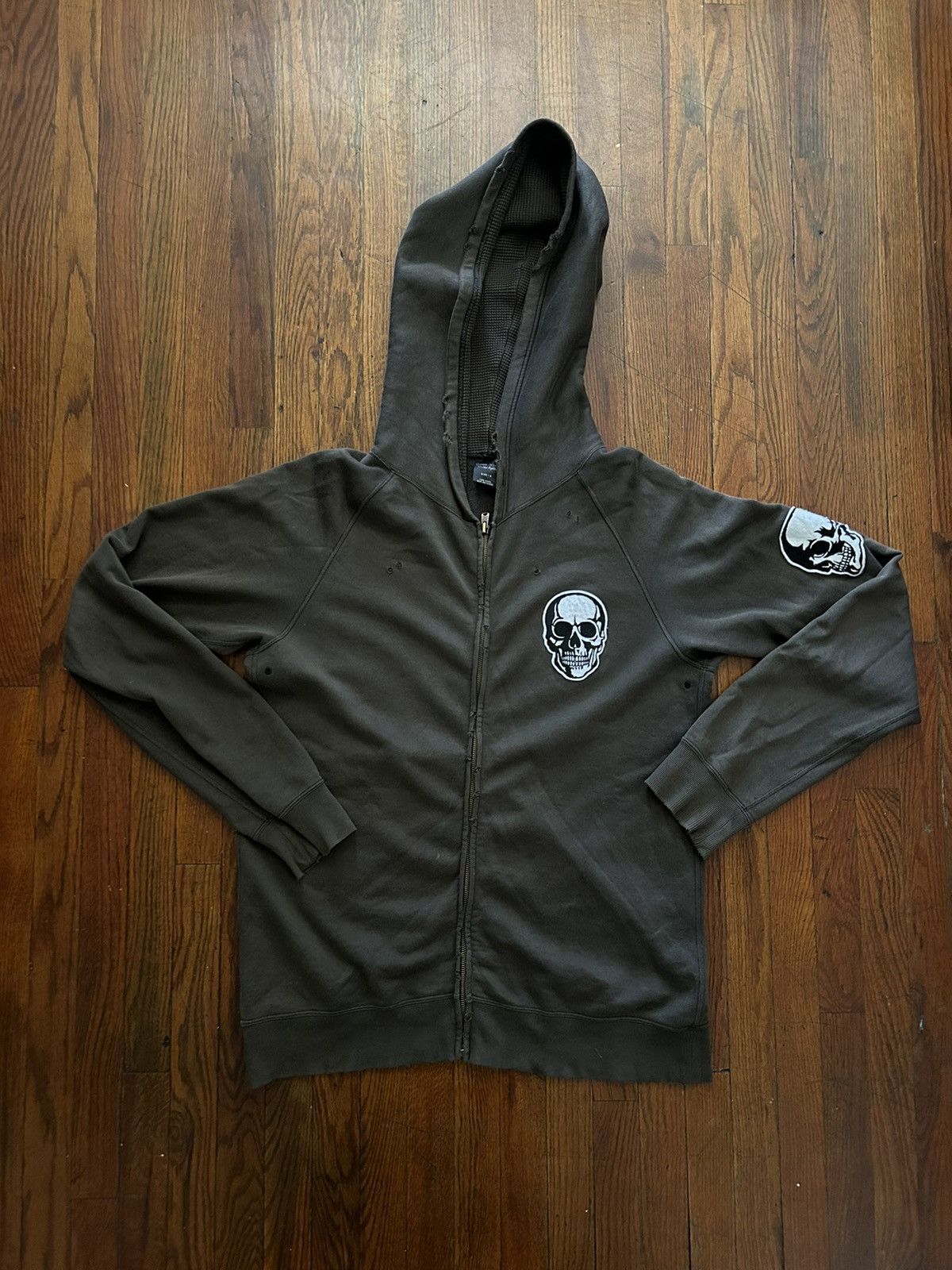 image of Number N Ine Ss04 Number Nine Double Skull Zipup Hoodie in Brown, Men's (Size Large)