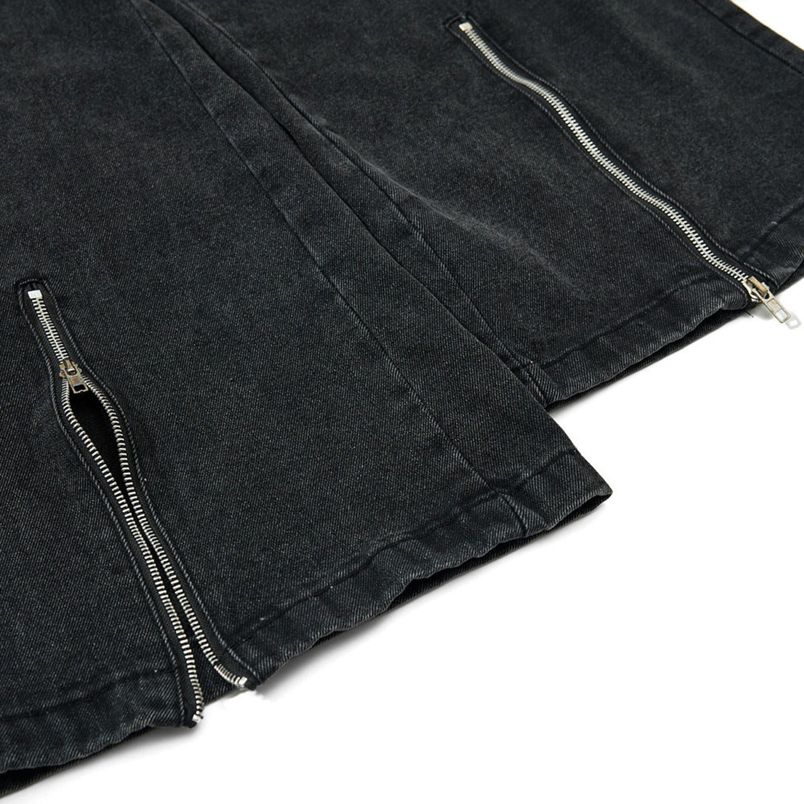 Japanese Brand Black Wide Leg Cargo Jeans, Loose Fit Denim Pants Size US 32 / EU 48 - 4 Thumbnail