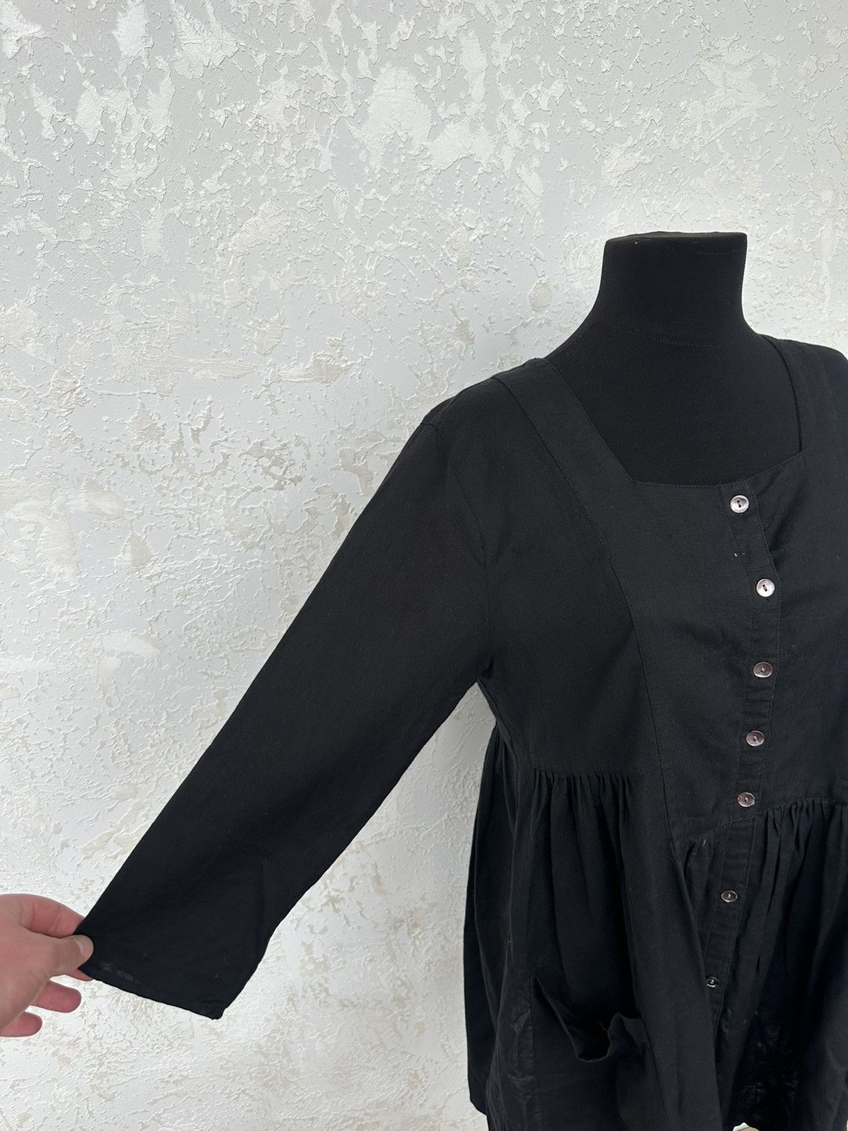 Gudrun Sjoden Cotton Linen Women's Dress Button Long Sleeve