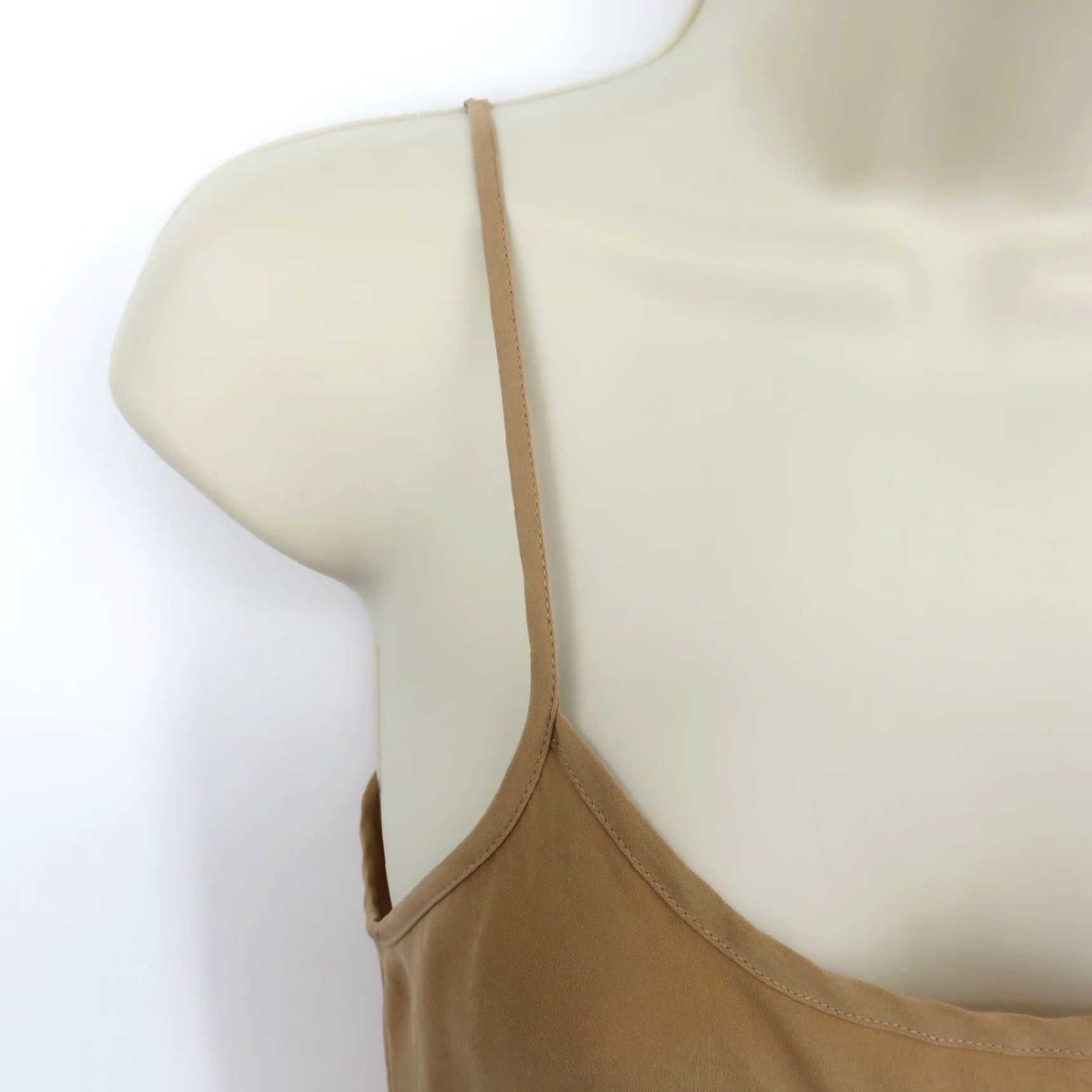 Michael Kors Michael Kors Collection Dress Women Small S Slip Dress Tan Suntan Silk Blend Spaghetti Strap Sleeveless Knee Length Solid Size S / US 4 / IT 40 - 3 Thumbnail
