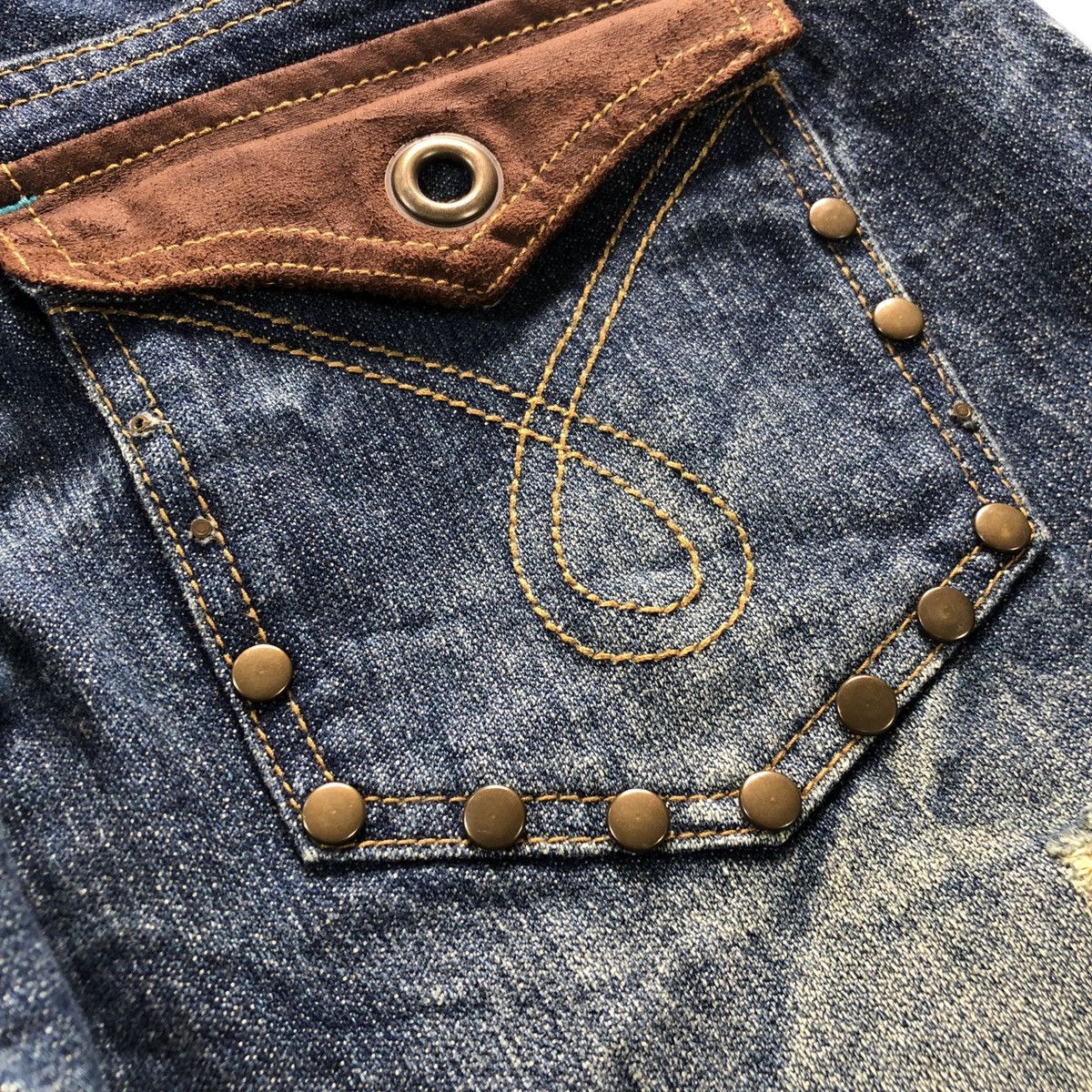 20471120 Double Waist Claw mark Flare Distressed Denim Pant Size US 29 - 15 Thumbnail