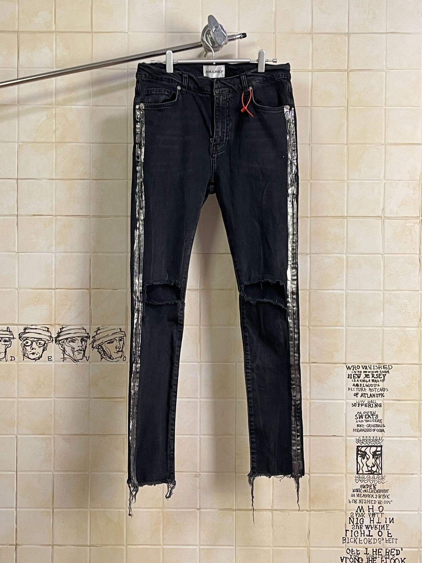Askyurself Silver Accent Destroyed Denim Pants Size 28" / US 6 / IT 42 - 1 Thumbnail