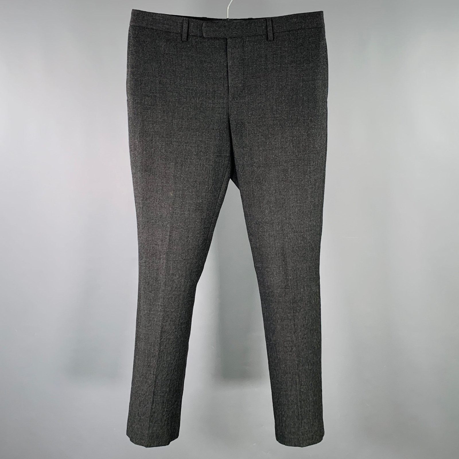 John Varvatos Size 32 Grey Heather Wool Flat Front Dress Pants Size US 32 / EU 48 - 1 Thumbnail