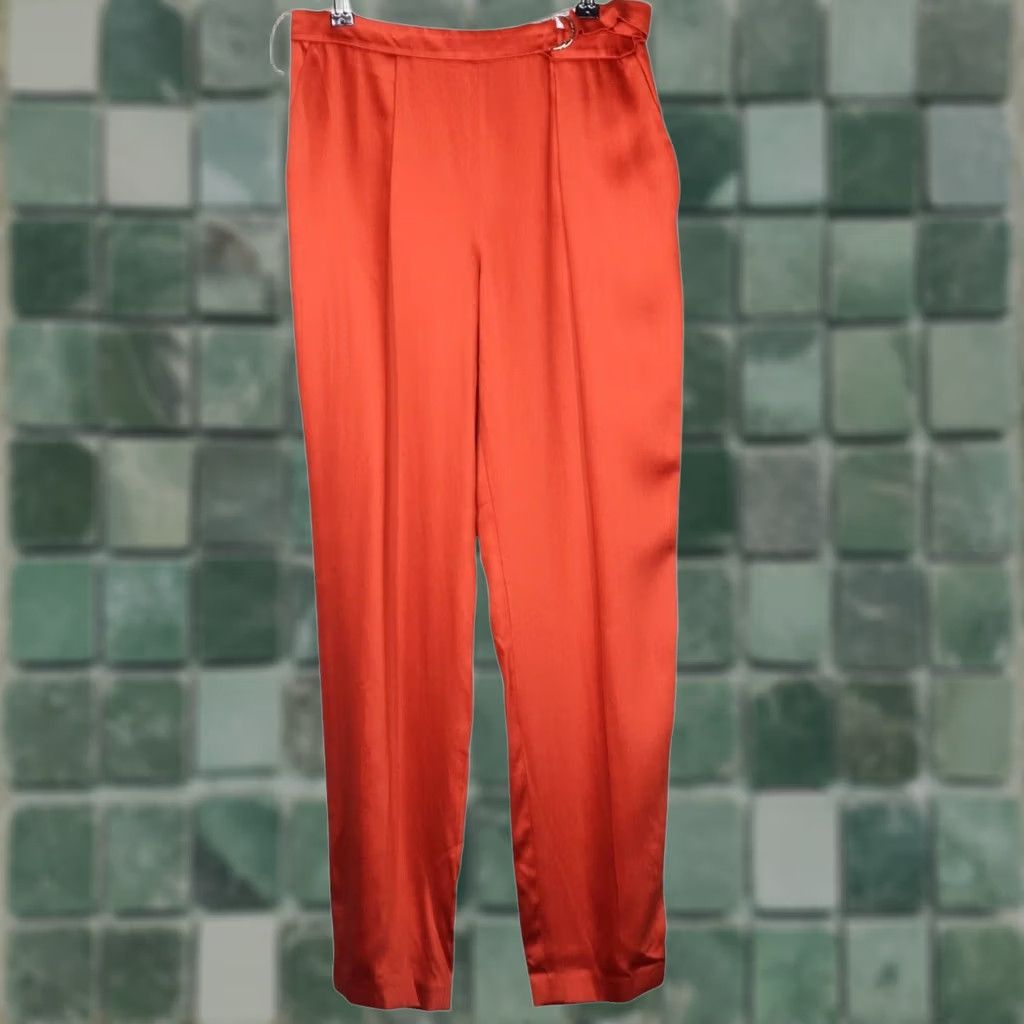 Ted Baker Ted Baker Womens Camilat Pants Sz 2 Rust Satin Career Office Tapered Trouser NWT Size 26" / US 2 / IT 38 - 1 Thumbnail