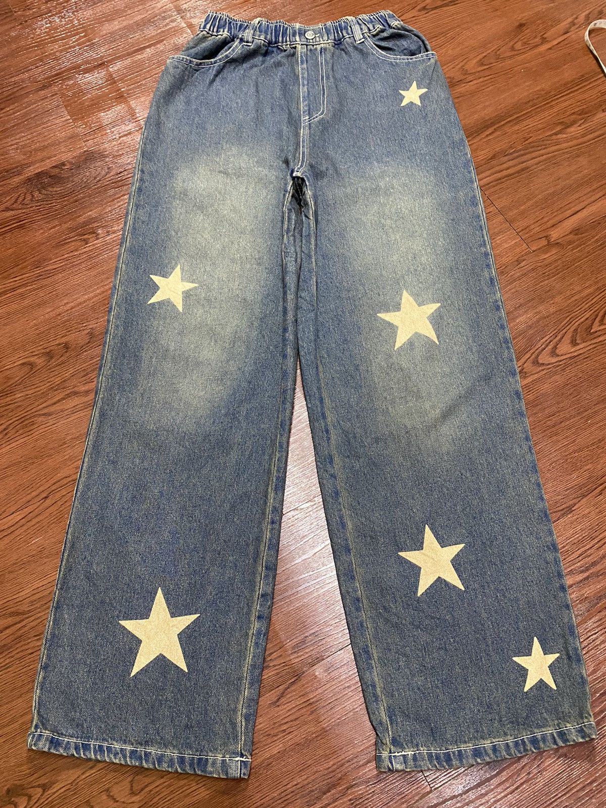 Japanese Brand Vintage Japanese Brands Faded Wash Stretch Waist Star Pants Size US 30 / EU 46 - 1 Thumbnail
