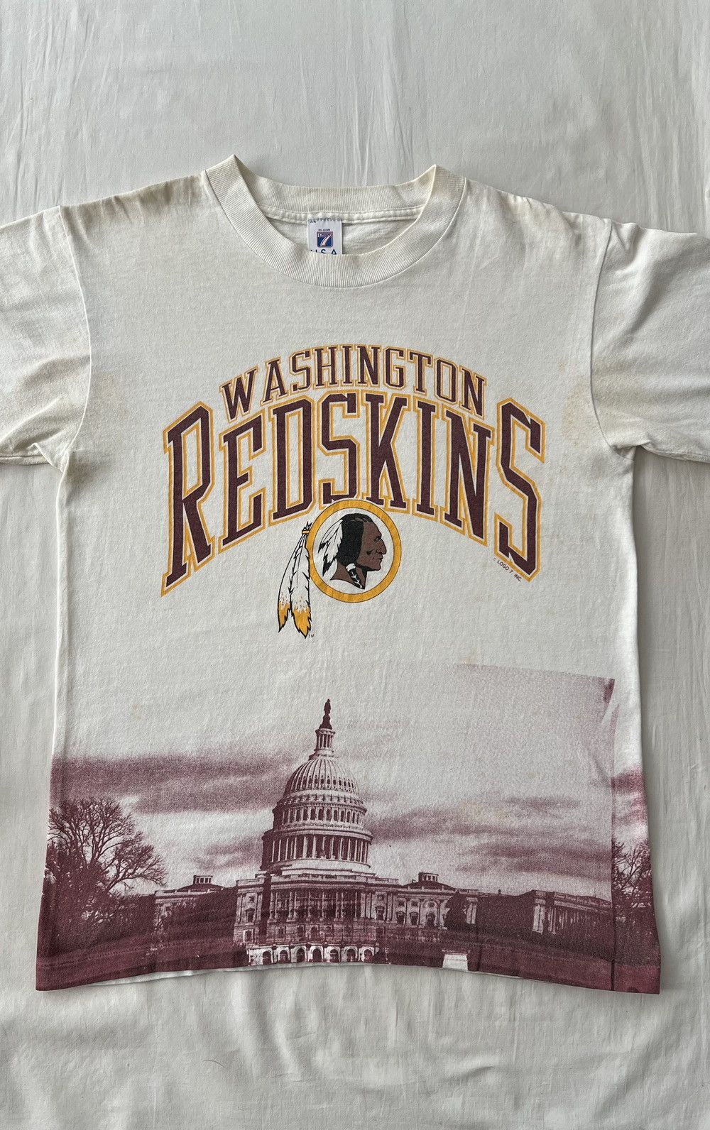 NFL Vintage 90s Washington Redskins NFL Logo 7 AOP T-shirt Size US L / EU 52-54 / 3 - 3 Thumbnail