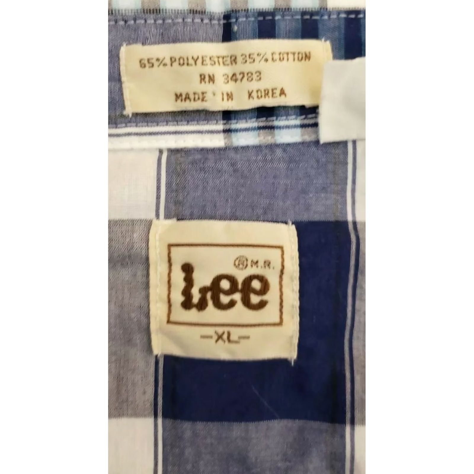 Lee Lee Pearl Snap Button Long Sleeve Shirt Men's XL Blue White Plaid Denim Size US XL / EU 56 / 4 - 3 Thumbnail