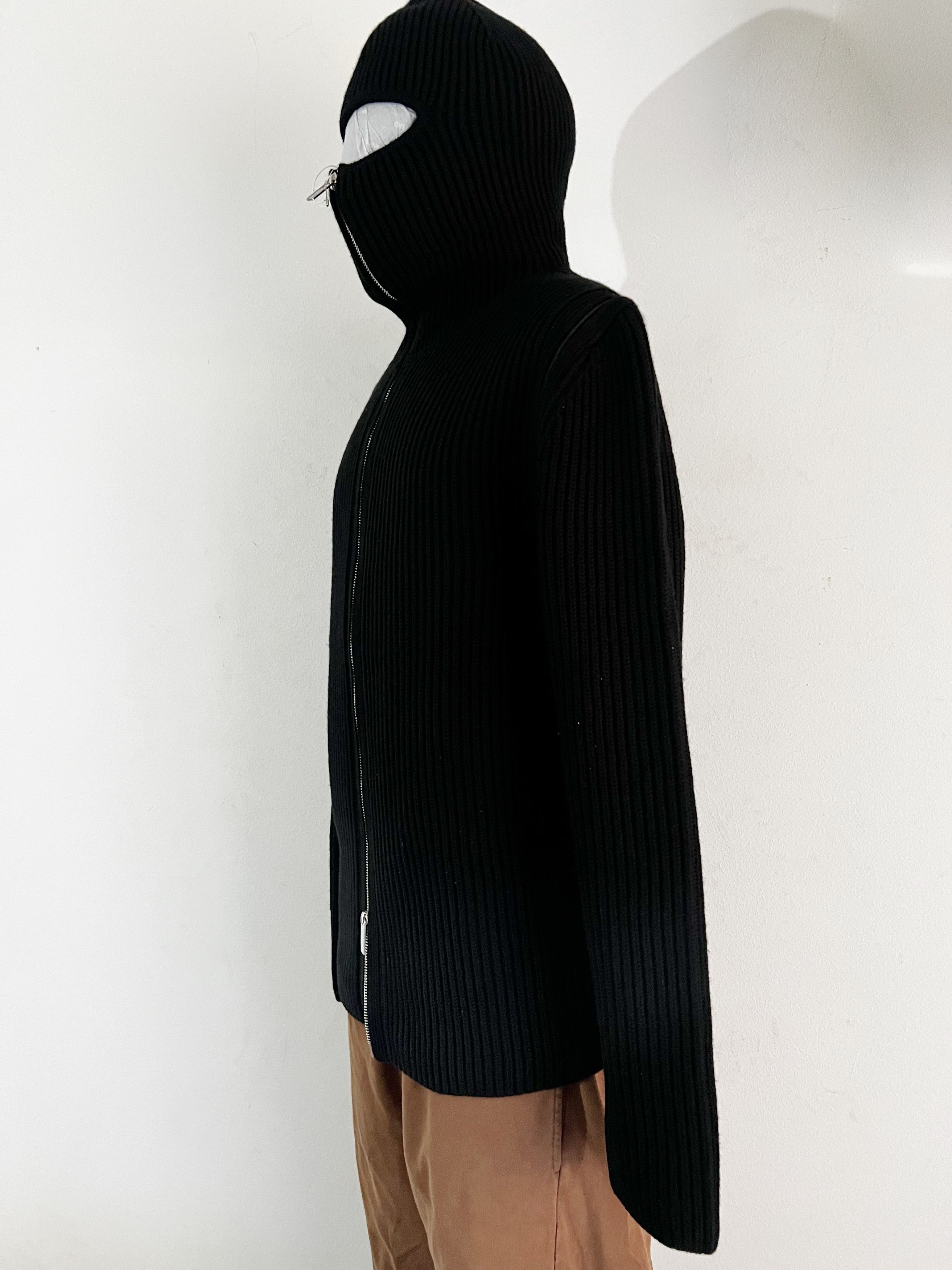 Helmut Lang Balaclava Hooded Ribbed Wool Sweatshirt Size US L / EU 52-54 / 3 - 4 Thumbnail