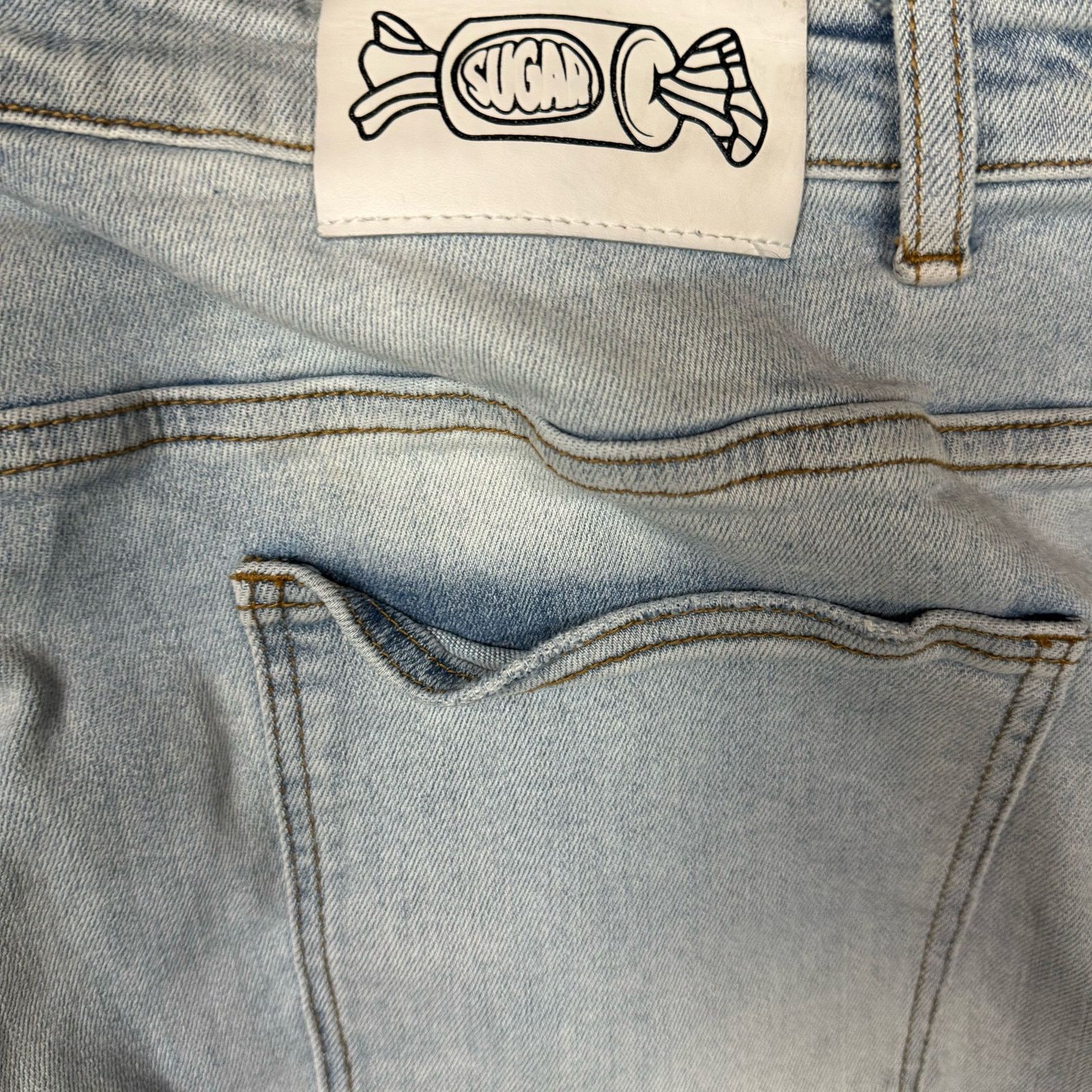 Levi's Sugar Hill Y2K Streetwear Light Blue Wash Print Denim Jeans Size US 33 - 7 Thumbnail