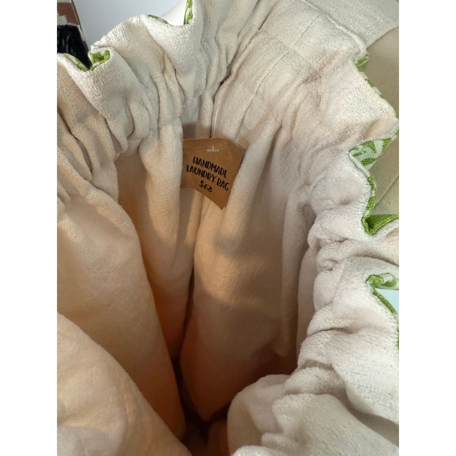 Anthropologie Handmade Heavy Duty Laundry Bag w/ Strap and Tie Closure, LG Size ONE SIZE - 4 Thumbnail