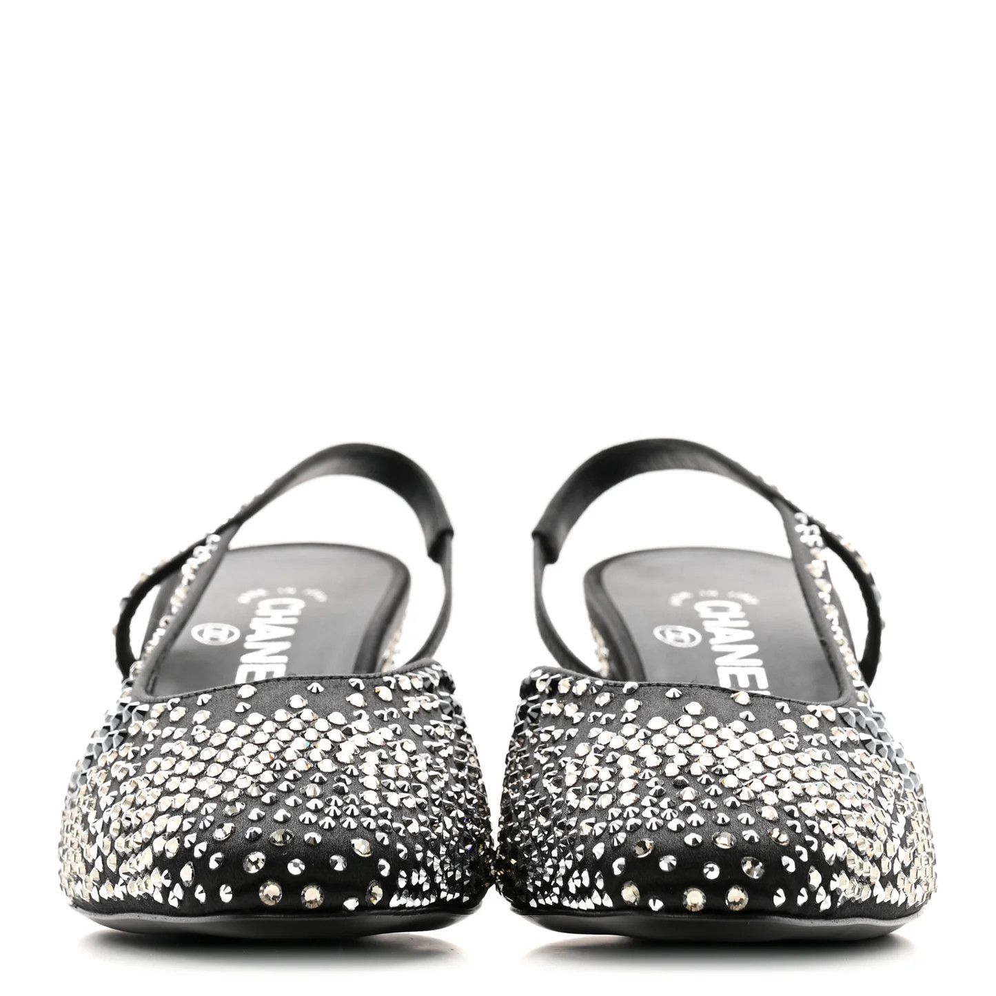 Chanel o1h1sh10526 Strass Cap Toe CC Slingback Pumps in Black Size US 9 / IT 39 - 4 Thumbnail