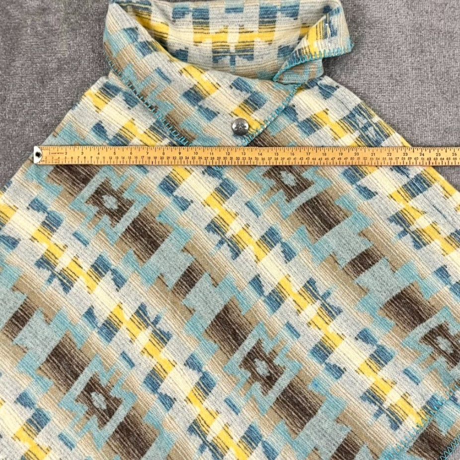 Honda VINTAGE Rhonda Stark Poncho Sweater Women OS One Size Southwestern Aztec Fringe Wool USA Size ONE SIZE - 5 Thumbnail