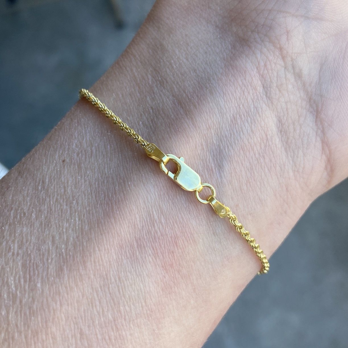 Other Gold Bracelet 14k Gold Vermeil Rope 2mm 7in Size ONE SIZE - 2 Thumbnail