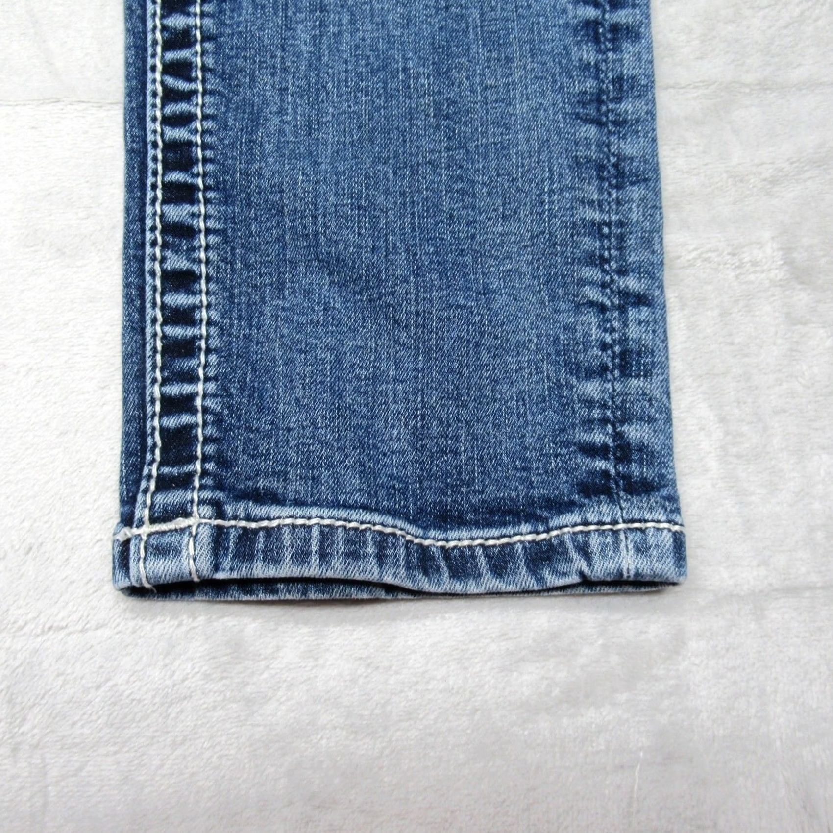 Miss Me Miss Me Jeans Womens Skinny Medium Wash Blue Denim Embellished Whisker Fade 29x28 Size 29" - 6 Thumbnail