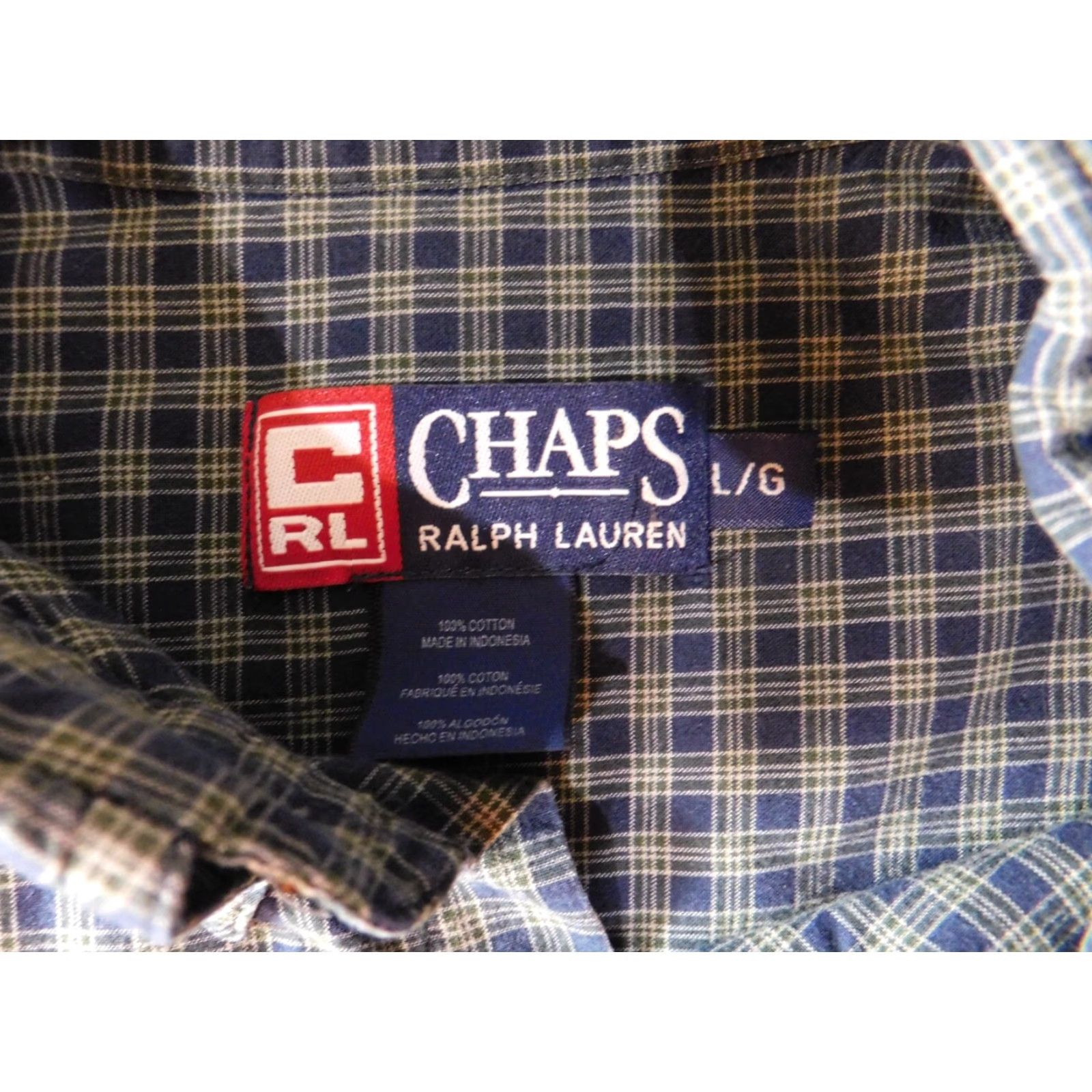 Ralph Lauren VINTAGE Ralph Lauren Mens Shirt Large blue plaid chaps button up Size US L / EU 52-54 / 3 - 6 Thumbnail