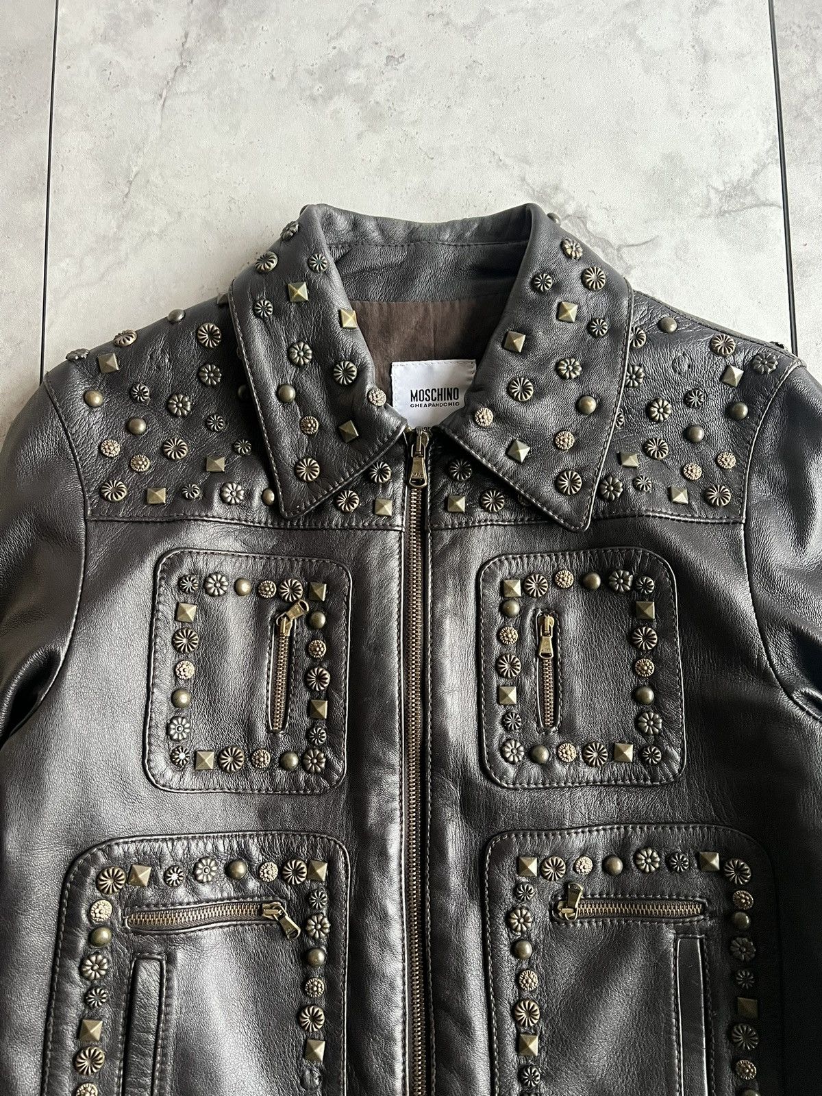 Moschino Moschino Studded Leather Rider Jacket Size US S / EU 44-46 / 1 - 2 Thumbnail