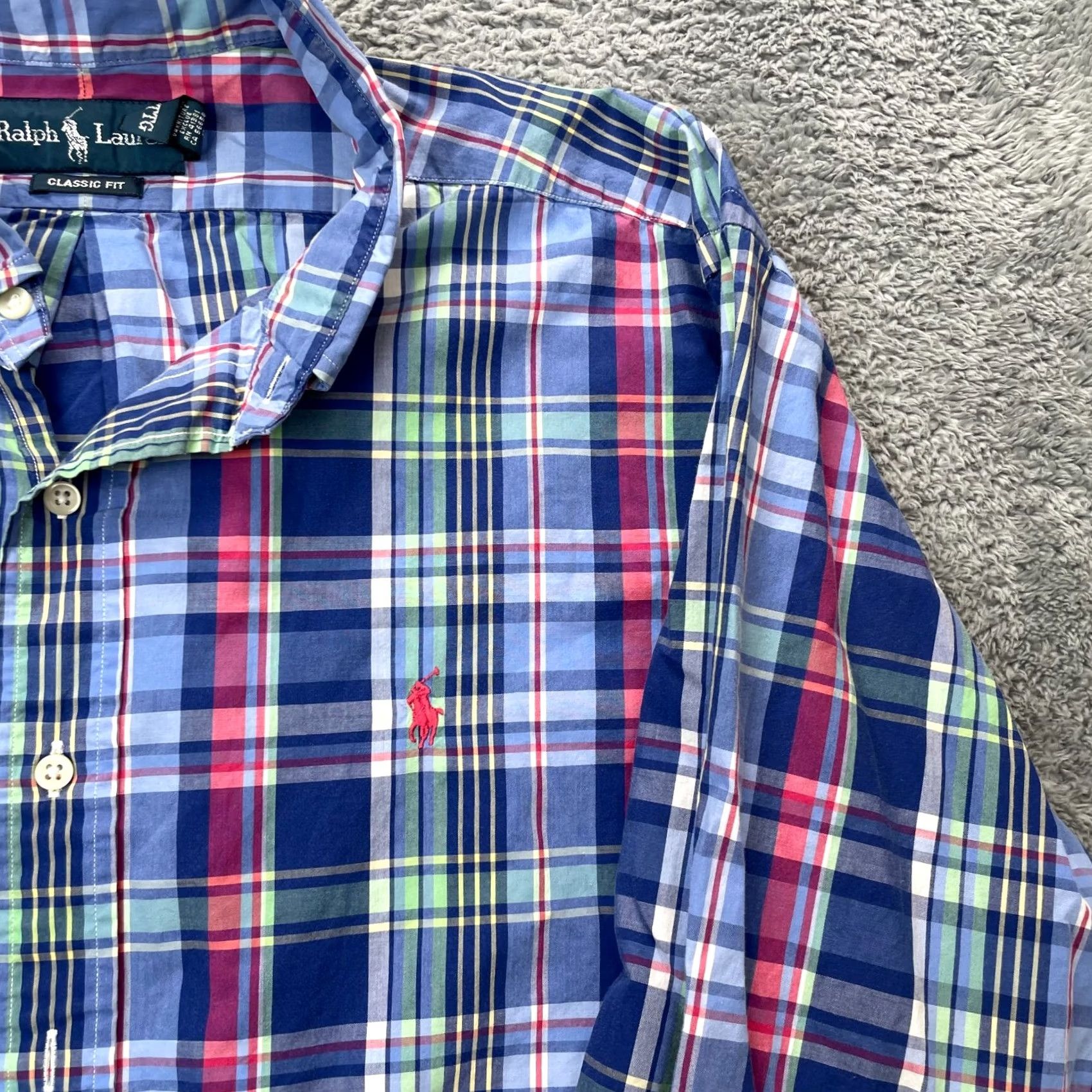Ralph Lauren VINTAGE Ralph Lauren Shirt Mens XXL Blue Plaid Cotton Classic Fit Button Down Size US XXL / EU 58 / 5 - 3 Thumbnail