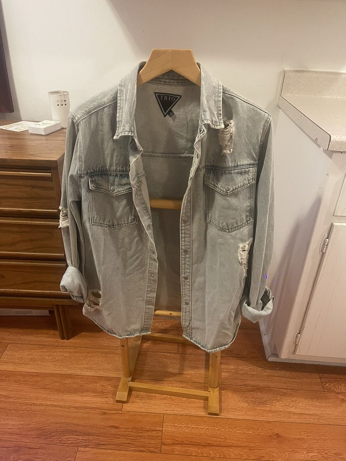 Other Distressed Light-Wash Denim Jacket w/ Smiley Face Embroidery Size US L / EU 52-54 / 3 - 2 Thumbnail