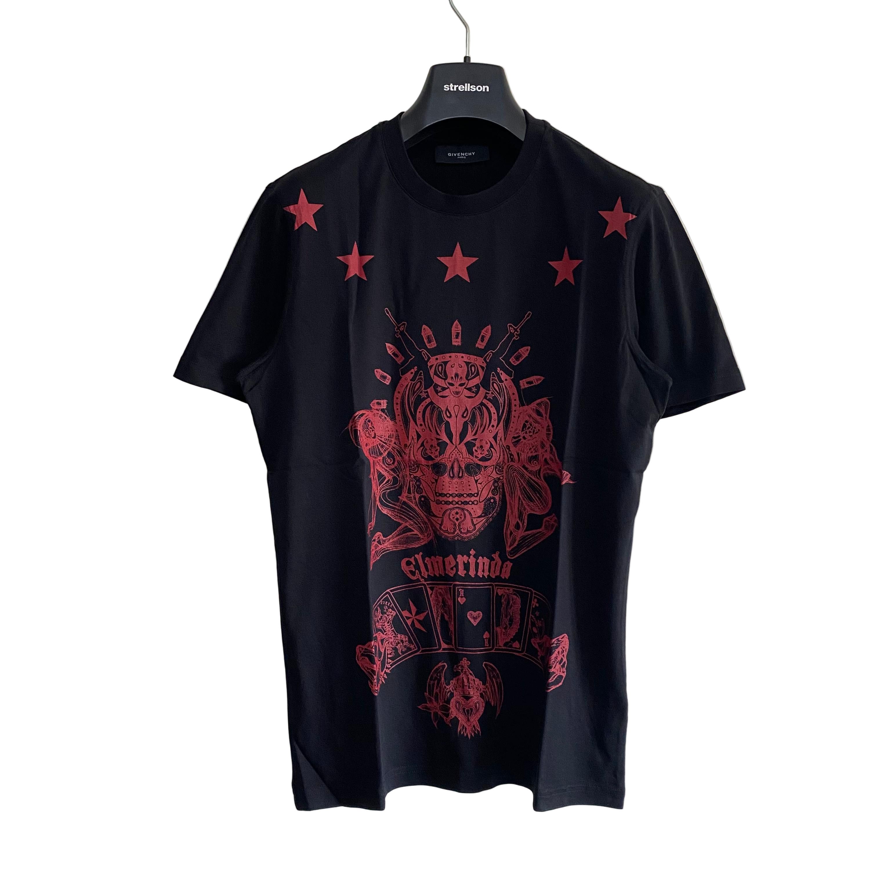Givenchy Black Red Elmerinda Stars Tattoo Print T-Shirt Size US S / EU 44-46 / 1 - 1 Thumbnail