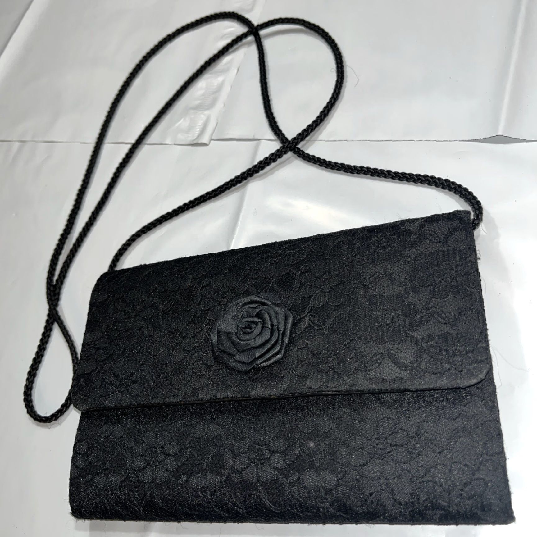 Vintage VINTAGE Black LACE formal Purse Evening Bag Magnetic Flap Crossbody Strap Small Clutch Women Size ONE SIZE - 3 Thumbnail