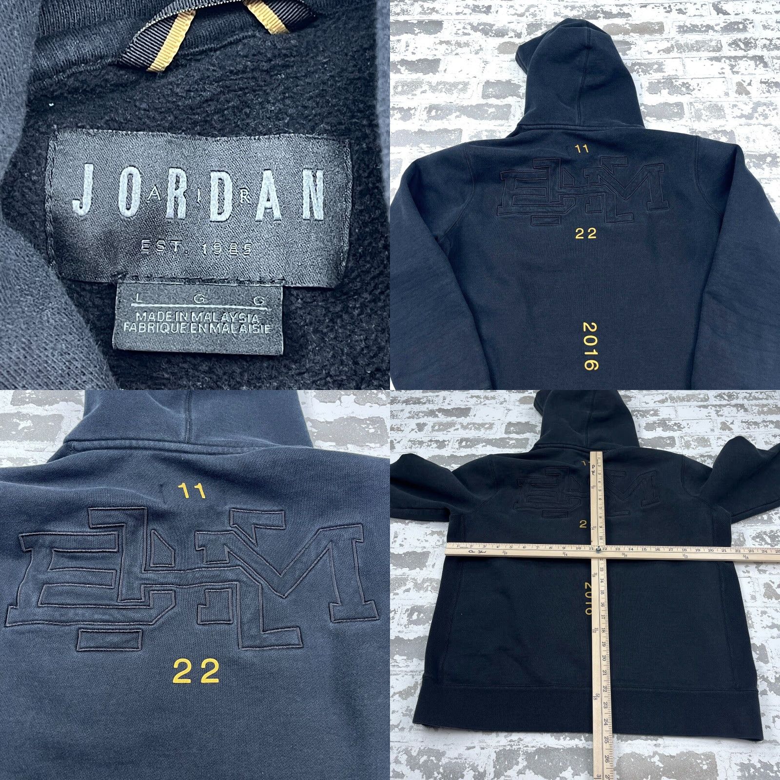 Jordan Brand Jordan Hoodie Men Large Black Gold History Month Jump Man Graphic Print Embroidered Logo Sweatshirt Size US L / EU 52-54 / 3 - 8 Thumbnail