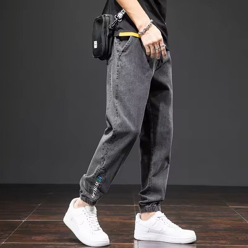 Japanese Brand Elastic Waist Black Cargo Jeans Men Size US 31 - 4 Thumbnail