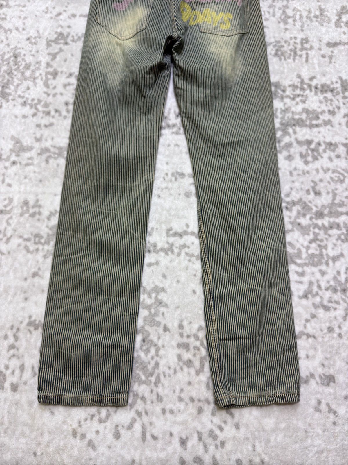 Vintage Japanese Archive Hickory Stripe Distressed Denim Size US 28 / EU 44 - 12 Thumbnail