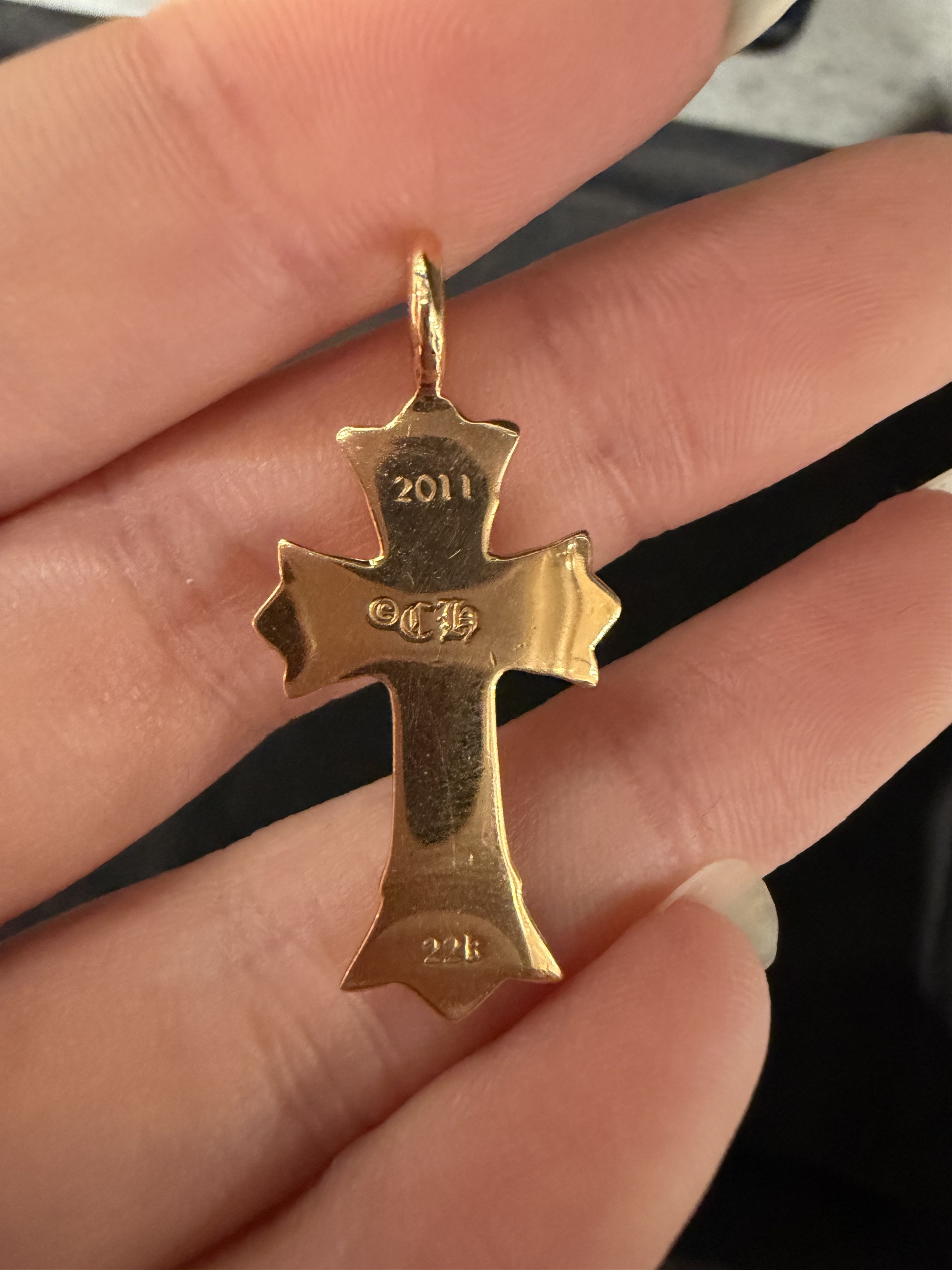 Chrome Hearts Chrome Hearts 22K Gold Emerald Double Cross Charm Pendant Size ONE SIZE - 8 Thumbnail