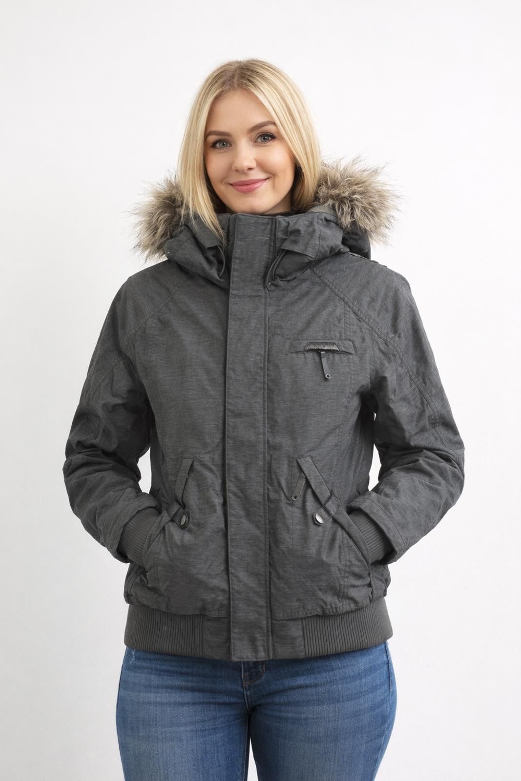 Oakley Oakley Women's Gray Hooded Winter Jacket with Faux Fur Trim Size XS / US 0-2 / IT 36-38 - 1 Thumbnail