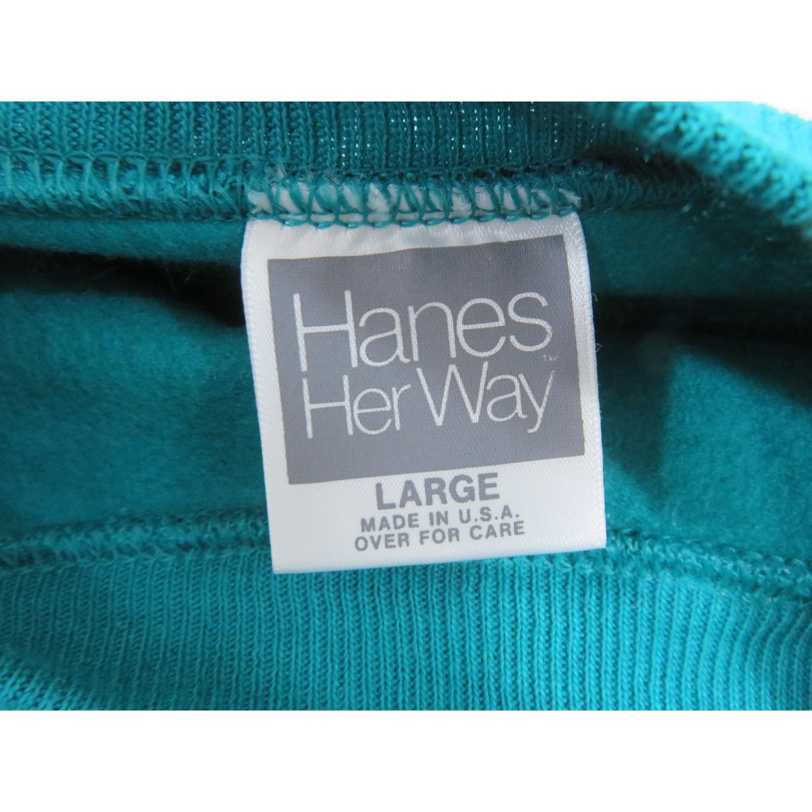 Hanes Hanes Her Way Blank Plain Sweatshirt 50/50 Teal Sz L 90s Size L / US 10 / IT 46 - 4 Thumbnail