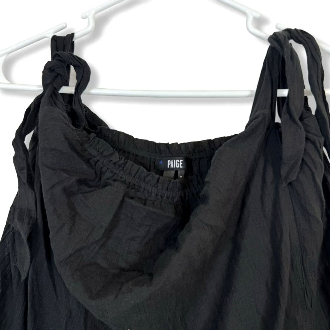 Paige Paige Blouse Women M Black Cotton Knit Sleeveless Knotted Shoulder Elastic Neck W278 Size M / US 6-8 / IT 42-44 - 3 Thumbnail