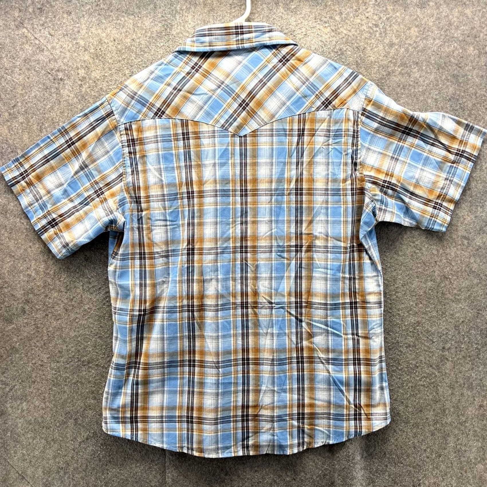 Wrangler VINTAGE Wrangler Western Shirt Mens Large Blue Brown Plaid Short Sleeve Pearl Snap Women? Actually Mens. Size US L / EU 52-54 / 3 - 2 Thumbnail