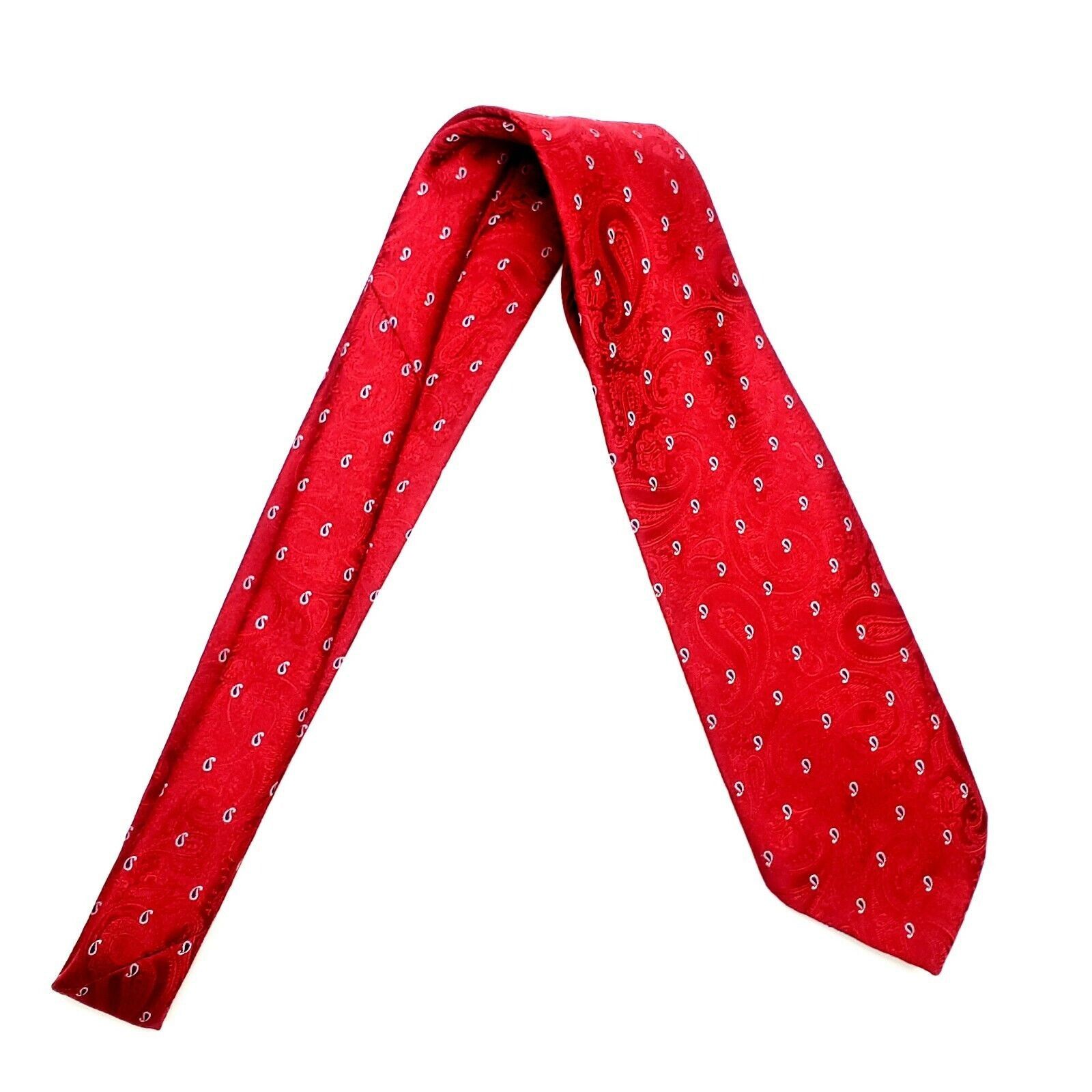 Pierre Cardin Pierre Cardin Parris Red Polyester Tie Short Skinny Paisley Size ONE SIZE - 5 Thumbnail