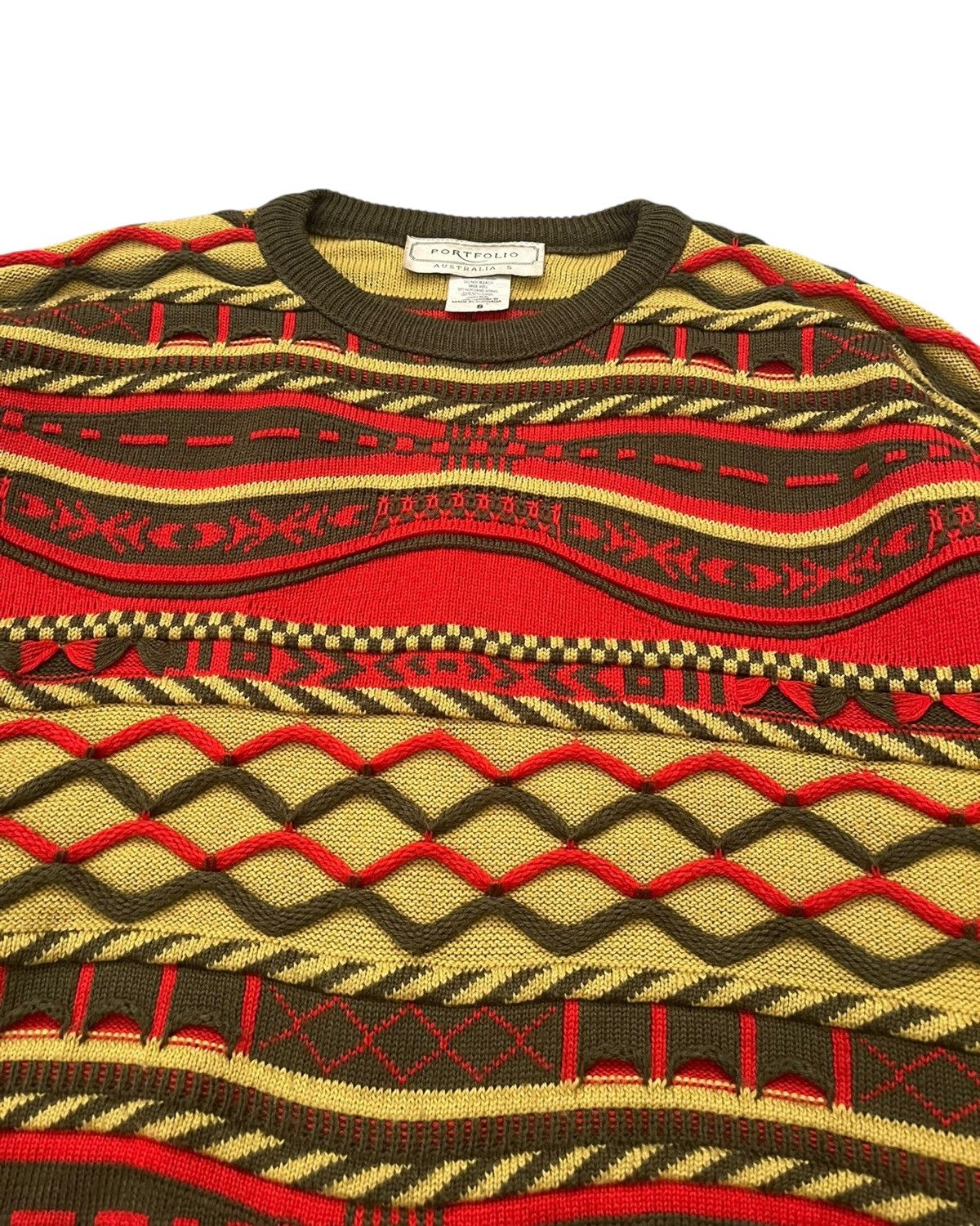 Vintage 1990s Portfolio Australia “Coogi Style” 3D Cabled Sweater Size US S / EU 44-46 / 1 - 5 Thumbnail
