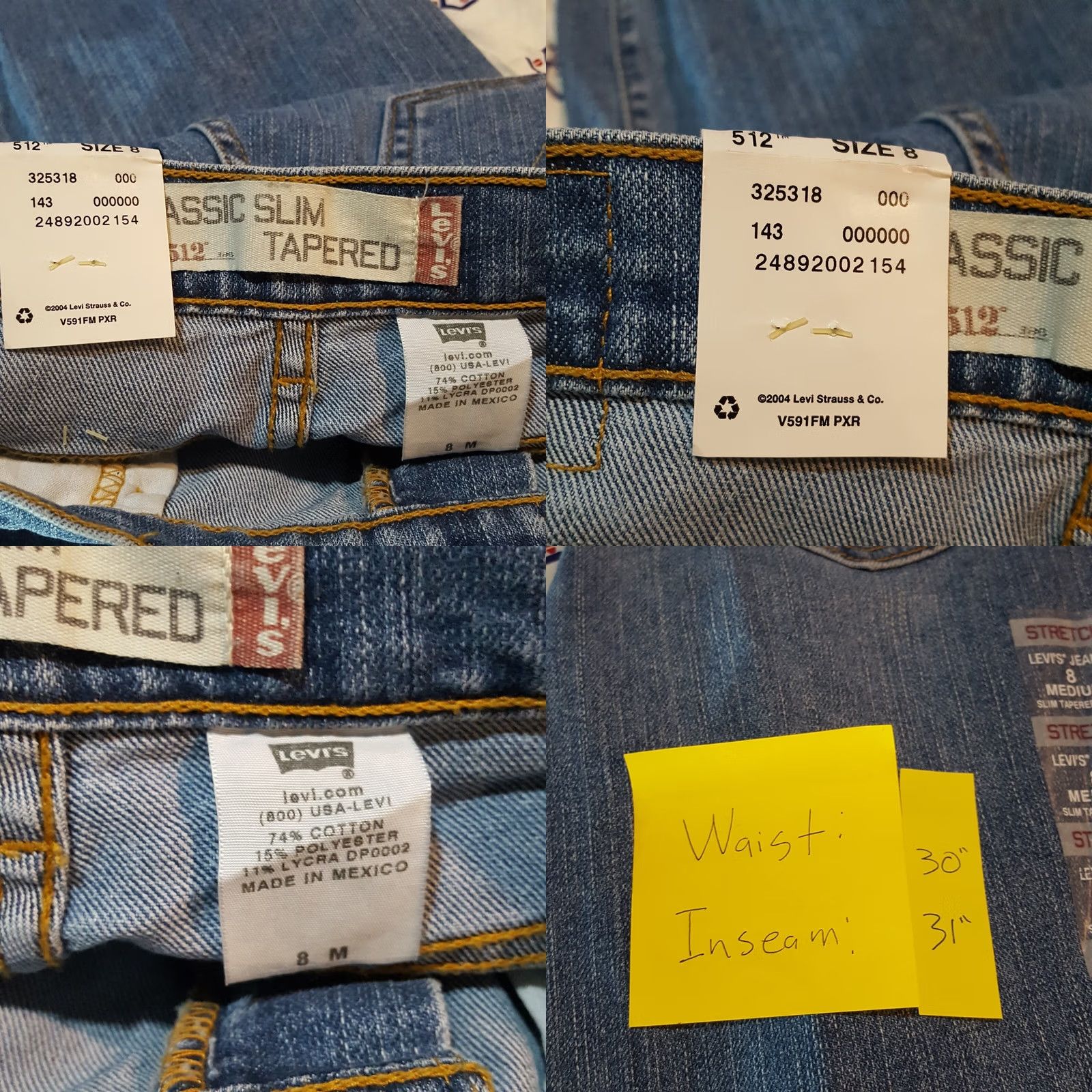 Levi's VINTAGE Levi's 512 Slim Jeans Womens Size 8 Blue Denim 31in Inseam 30in Waist Y2K 90s Retro Rock Workwear Fashion Size 30" / US 8 / IT 44 - 8 Thumbnail