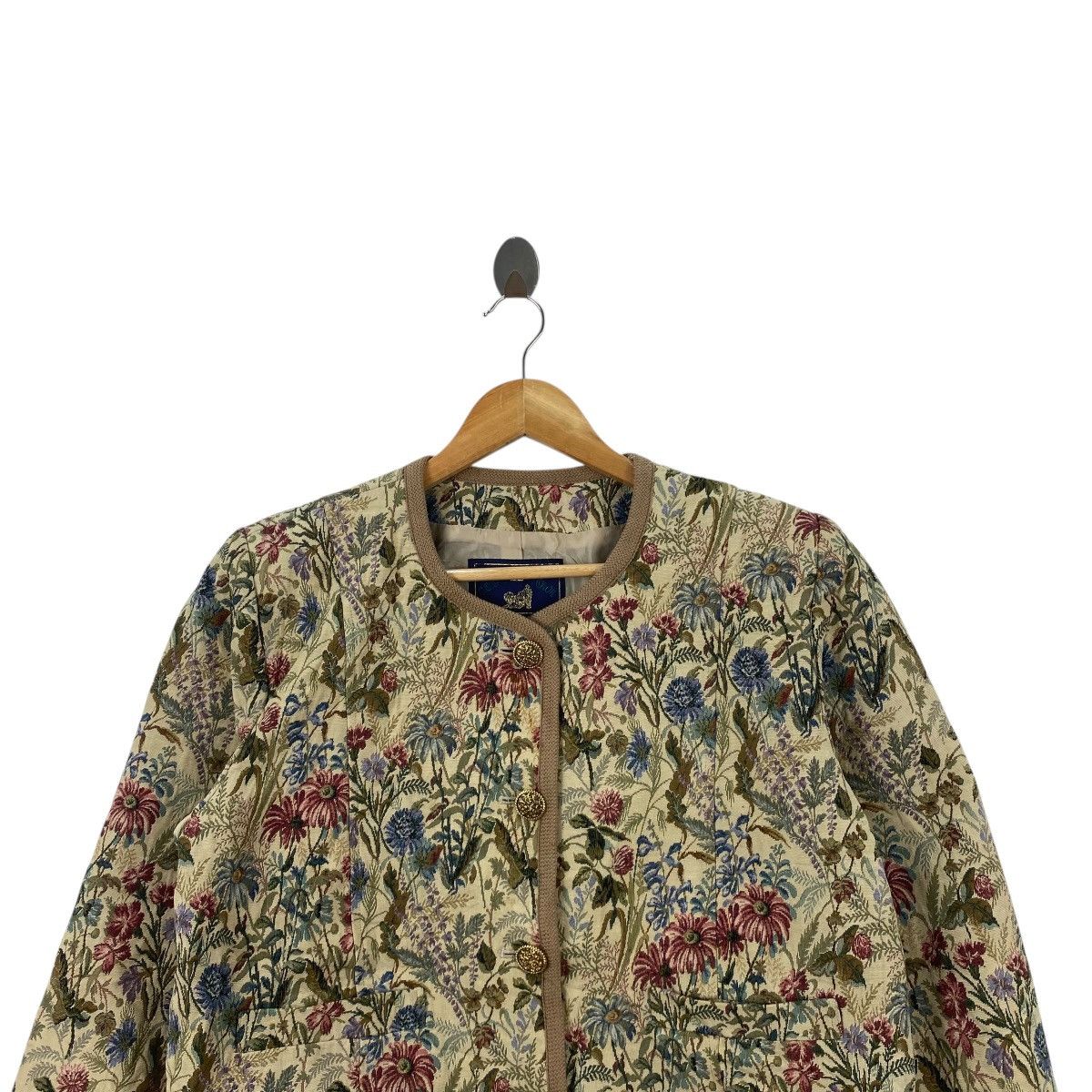 Vintage Vintage COCK TOWN Floral Tapestry Cropped Jacket Gobelin Size L / US 10 / IT 46 - 2 Thumbnail