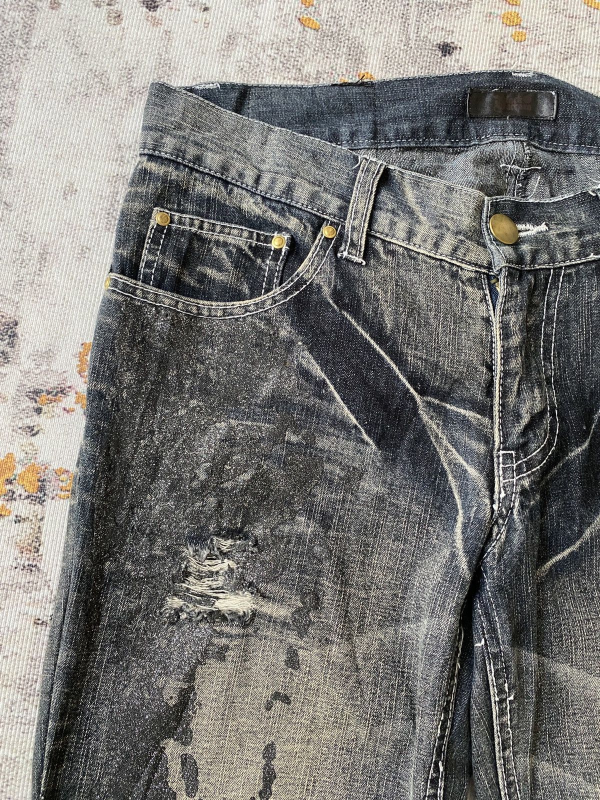 Japanese Brand Black Baccara Distressed Claws Mark Design Flare Denim Size US 32 / EU 48 - 10 Thumbnail