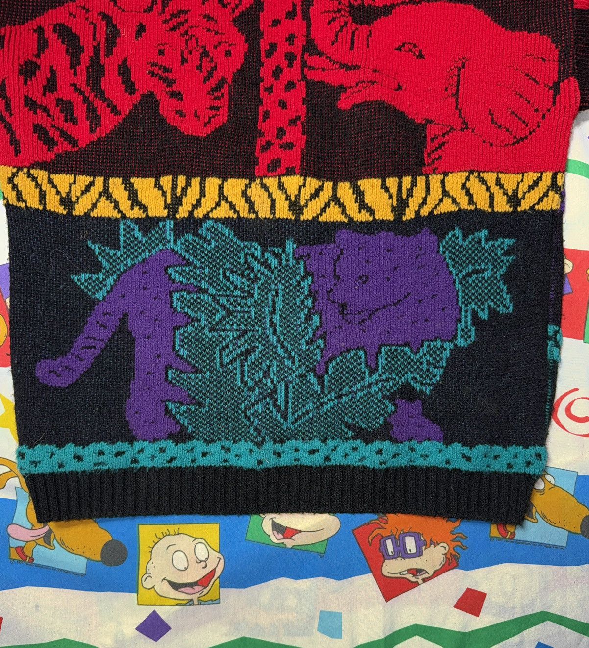 Other Vintage 80s Novelty Animal Safari Circus Zoo Knit Sweater Size L / US 10 / IT 46 - 4 Thumbnail