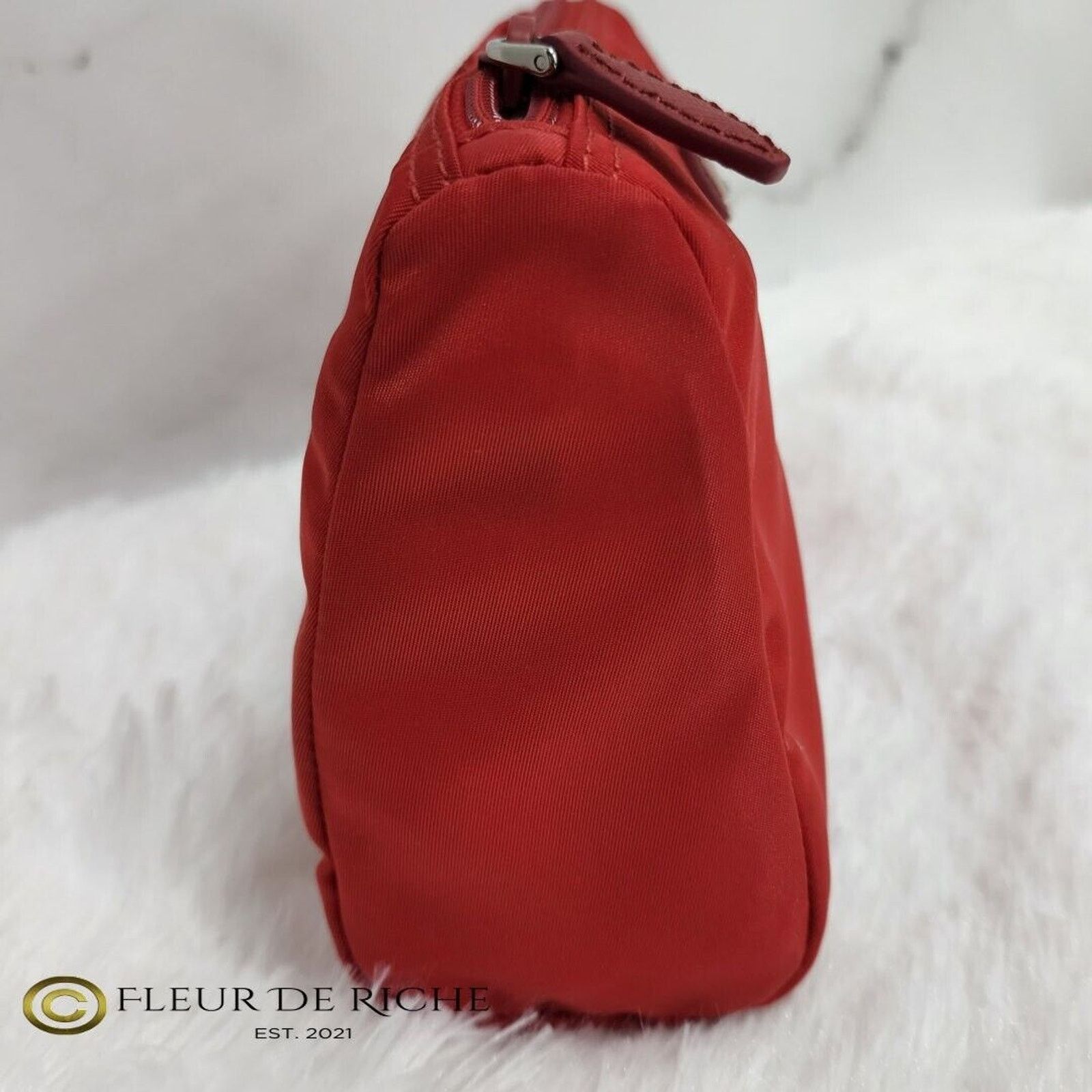 Prada Prada Necessaire Tessuto Small Toiletry Clutch Case Red Size ONE SIZE - 5 Thumbnail