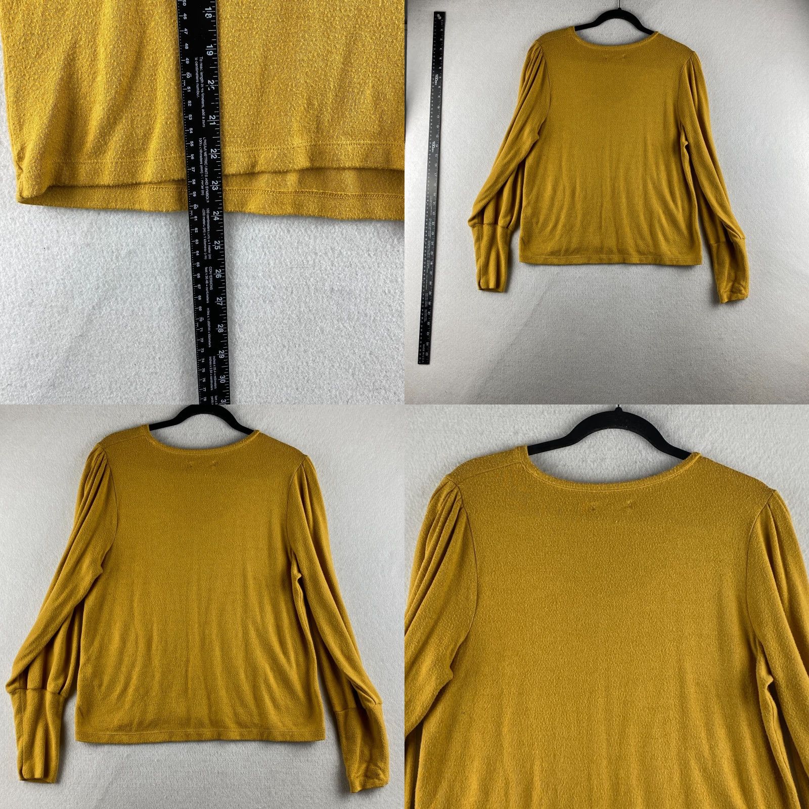 Madewell Madewell Sweater Womens Large L Yellow Puff Sleeve Scoop Neck Pullover Knit Lounge Casual All Seasons 4-Season Solid Modern Clothes Mens Womens Size L / US 10 / IT 46 - 8 Thumbnail