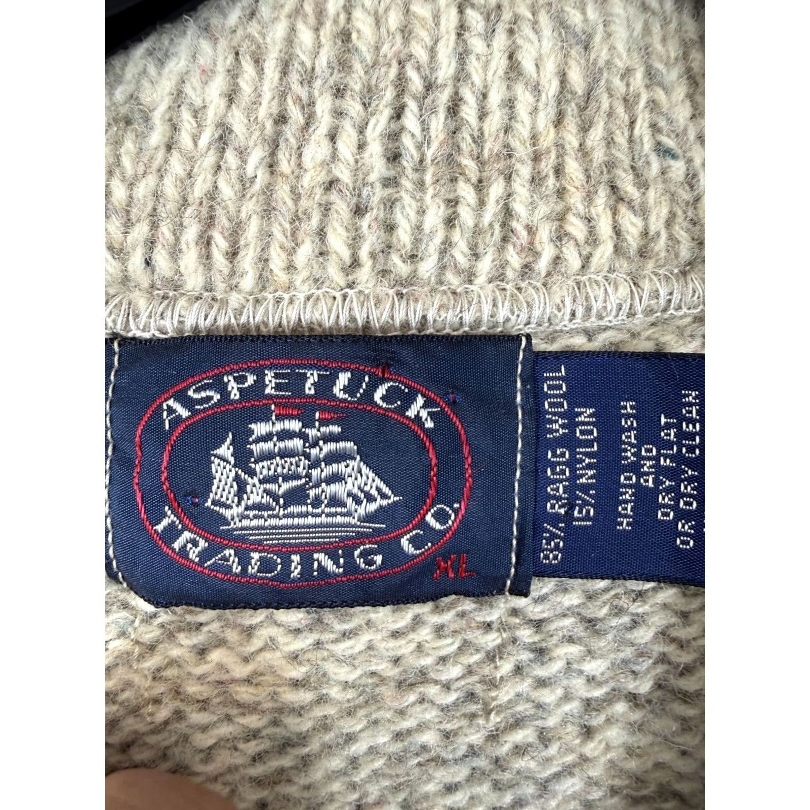 CO Aspetuck Trading Co Wool Sweater Mens Large Beige Pullover Henley Long Sleeve Size US L / EU 52-54 / 3 - 6 Thumbnail