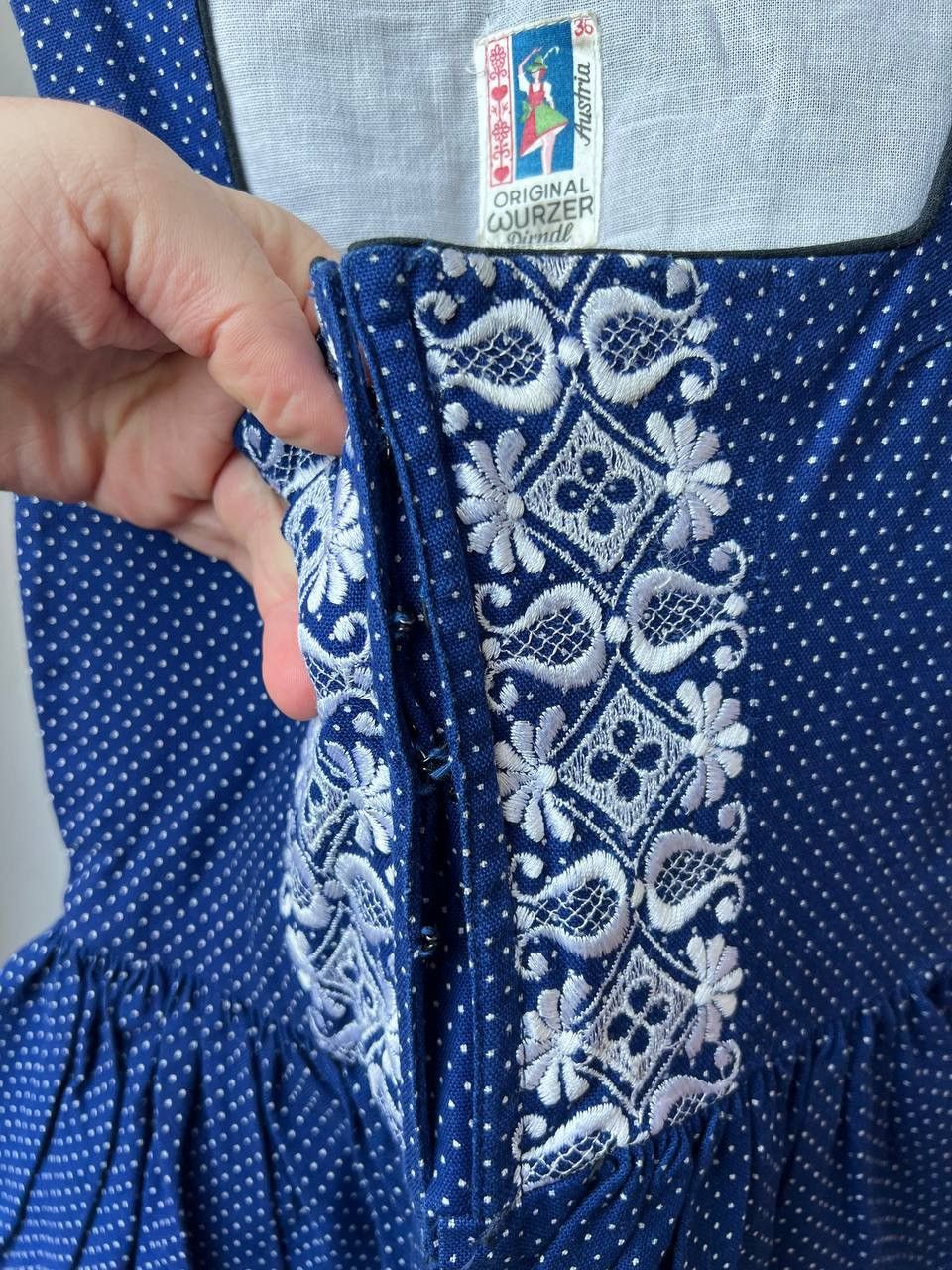Vintage 1960/70 RARE ORIGINAL WURZER DIRNDL AUSTRIA HOLIDAY DRESS 36 Size S / US 4 / IT 40 - 6 Thumbnail
