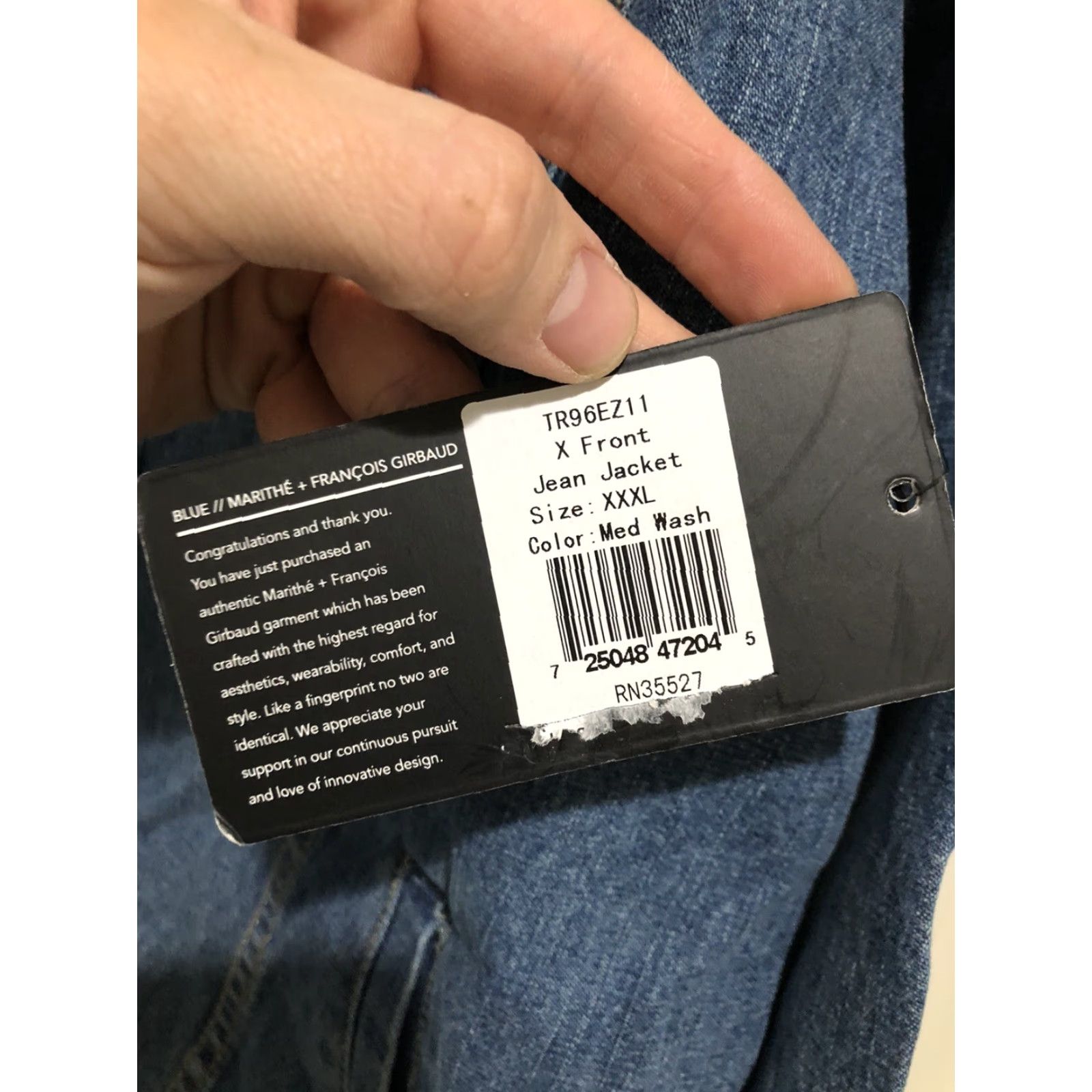 Denime VINTAGE Marithe Francois Girbaud X Front Blue Denim Jean Jacket 3XL NWT Mens Jacket Denim Blue 90s Biker Hip Hop Motorcycle Pocket Shirt/Coat Size US 39 - 3 Thumbnail