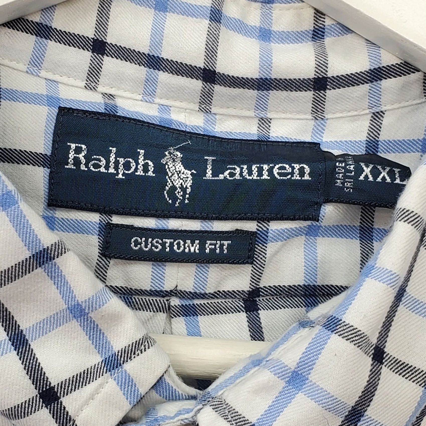 Ralph Lauren Ralph Lauren Button Down Shirt Mens 2XL White Blue Windowpane Plaid Custom Fit Shirt (Button-Up) Size US XXL / EU 58 / 5 - 3 Thumbnail